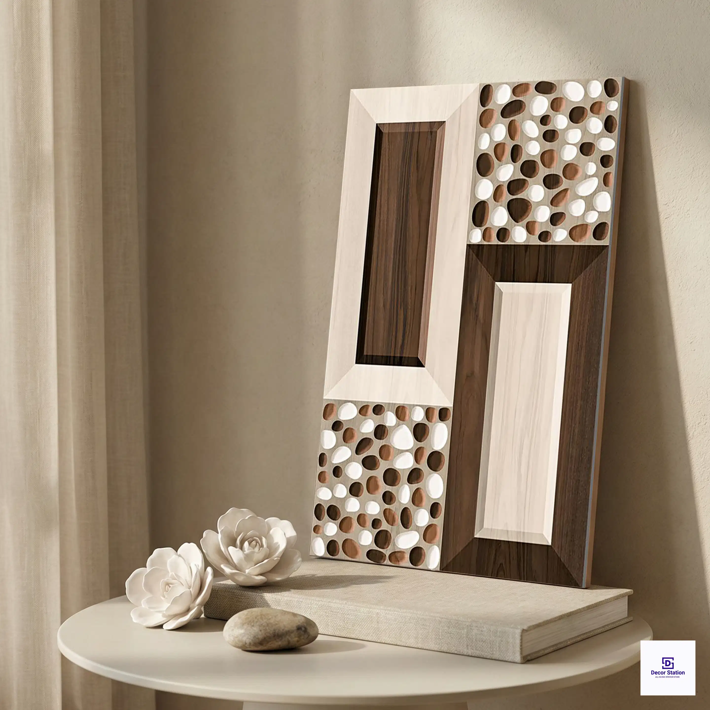 EL_399 Wood Brick Elevation Glossy 1x1.5 ft 7.5 mm Wall Tile | TL-53005-A-0