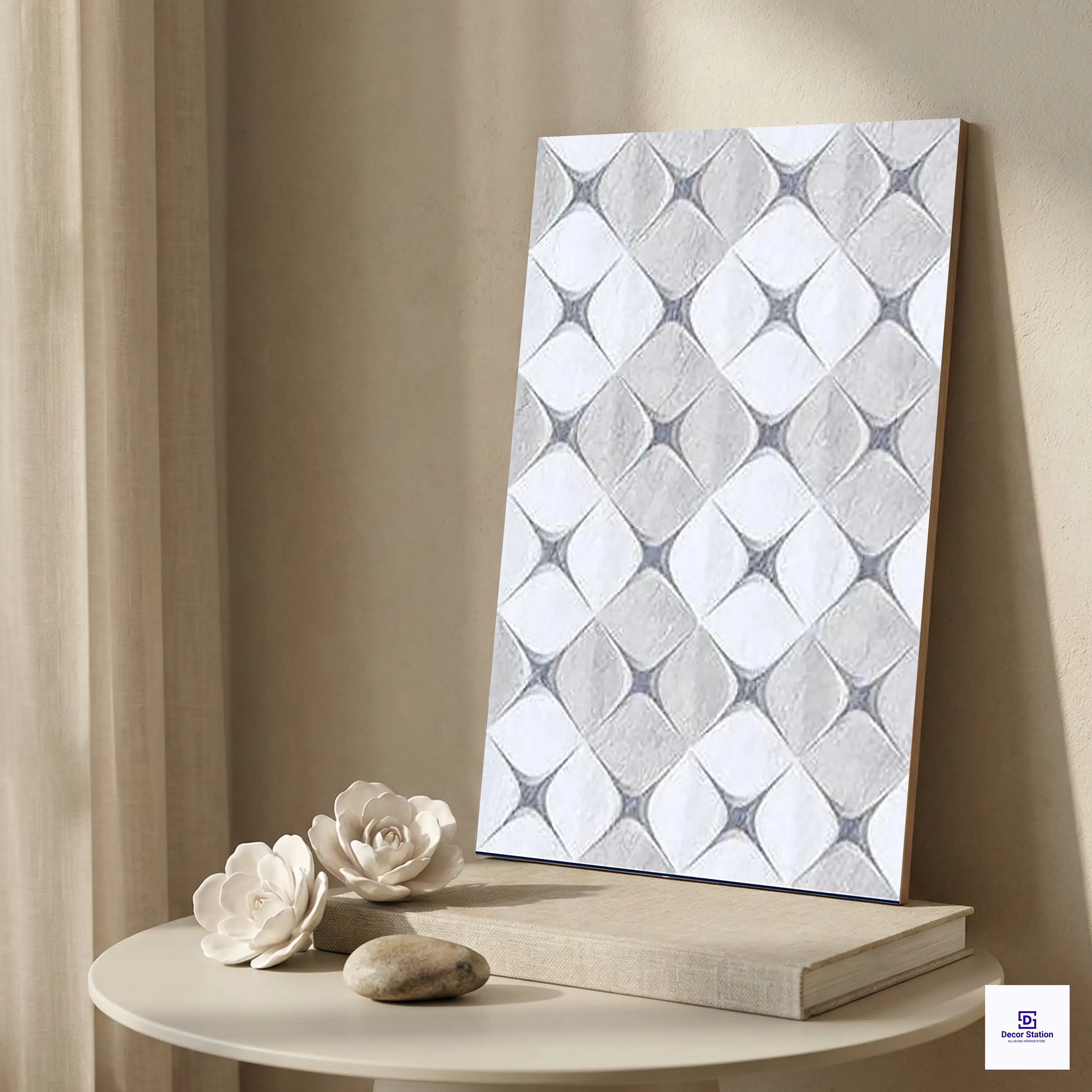 5518-HL2 Glossy Geometric Grey Decor 1x1.5 ft 7.5 mm Wall Tile | TL-53018-A-0