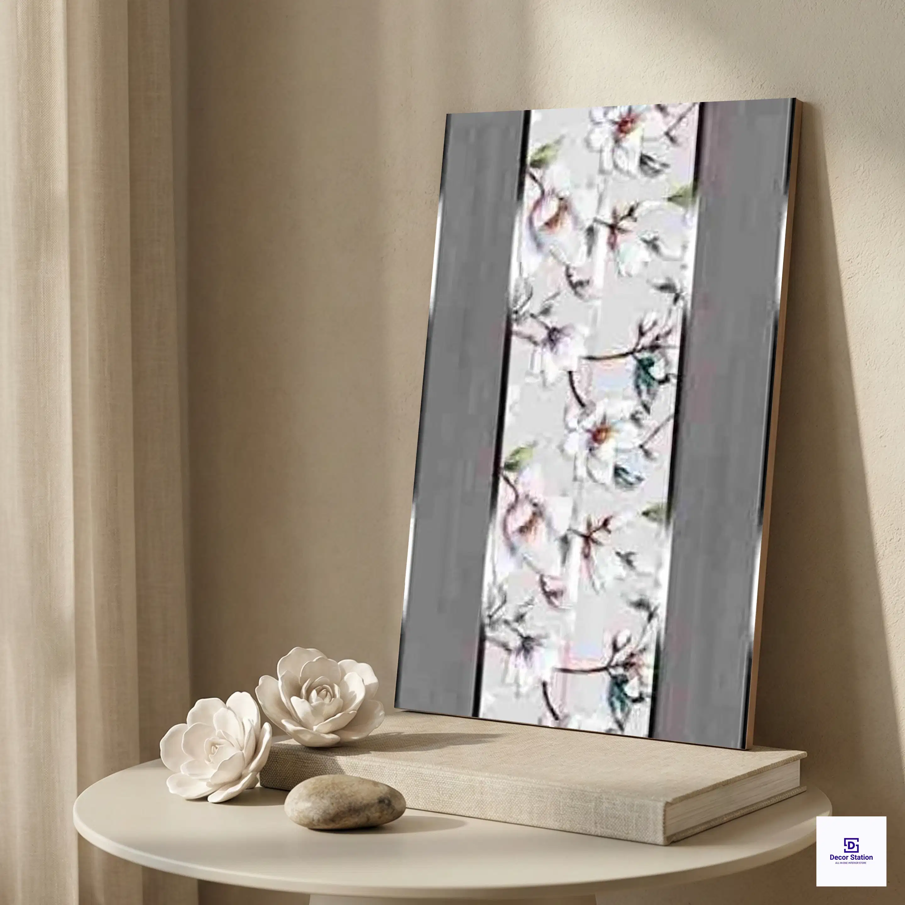 5523-HL-2 Glossy Floral Grey Strip 1x1.5 ft 7.5 mm Wall Tile | TL-53022-A-0