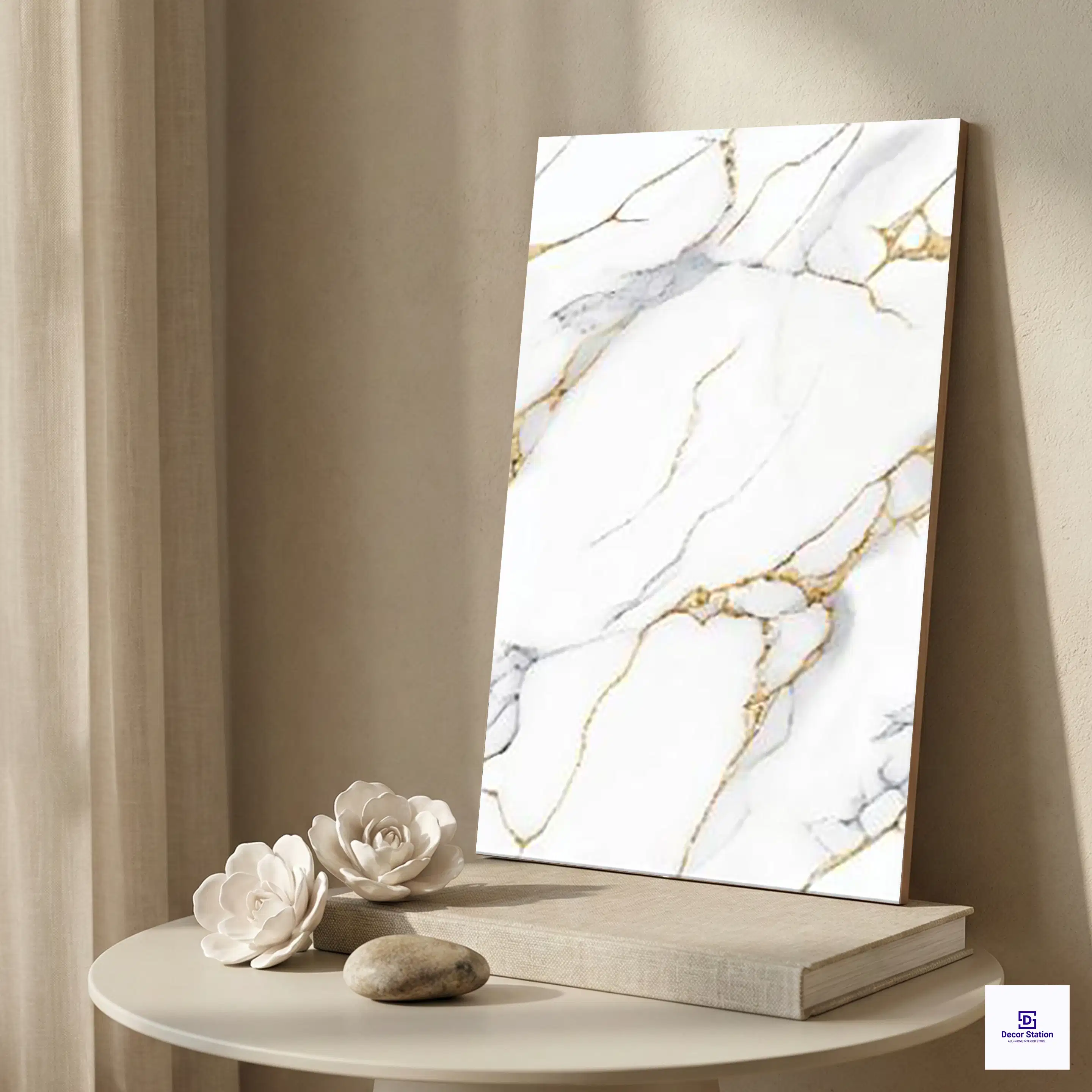 5801-LT Glossy White Marble Gold Vein 1x1.5 ft 7.5 mm Wall Tile | TL-53034-A-0