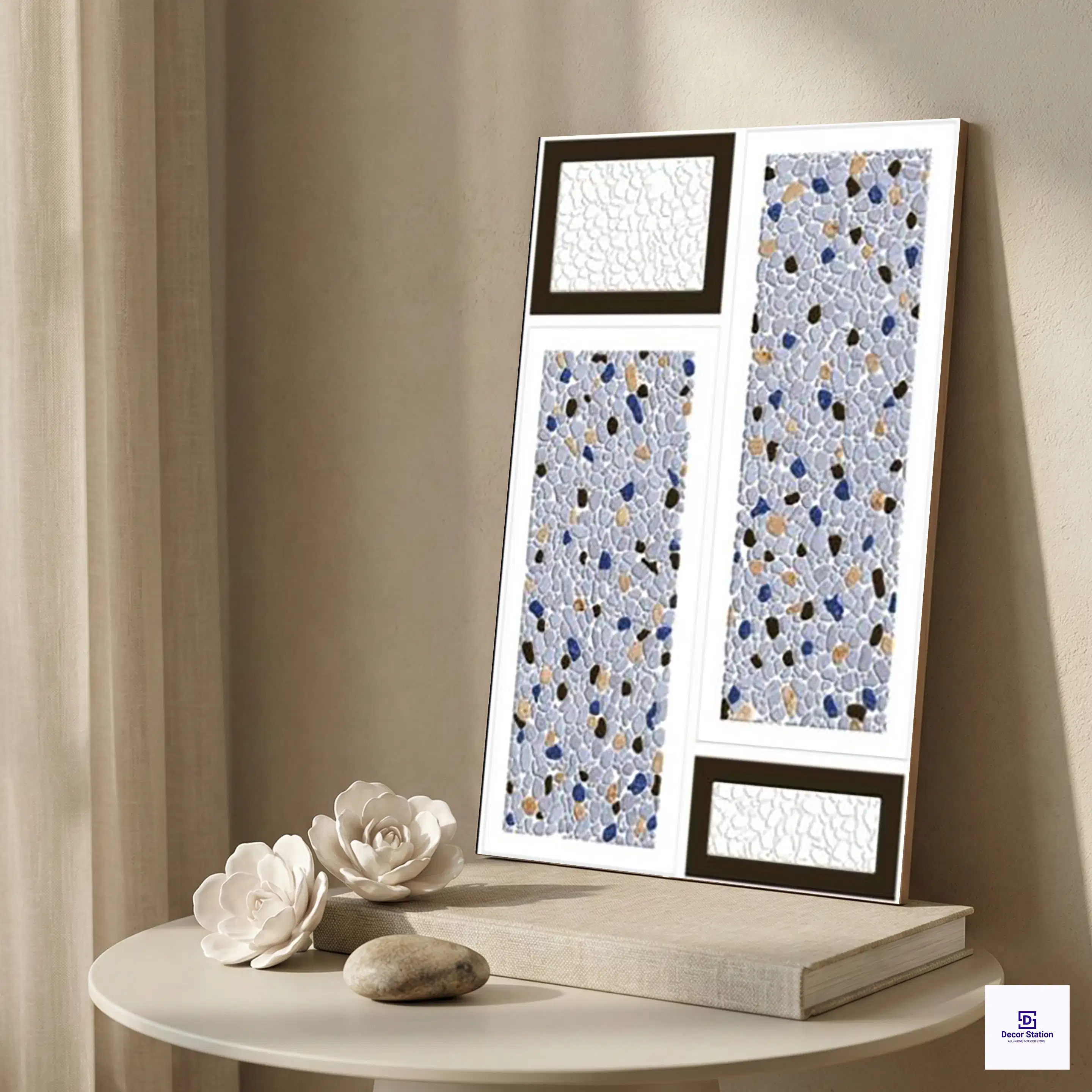 EL_639 Glossy Multicolour Pebble Elevation 1x1.5 ft 7.5 mm Wall Tile | TL-53038-A-0