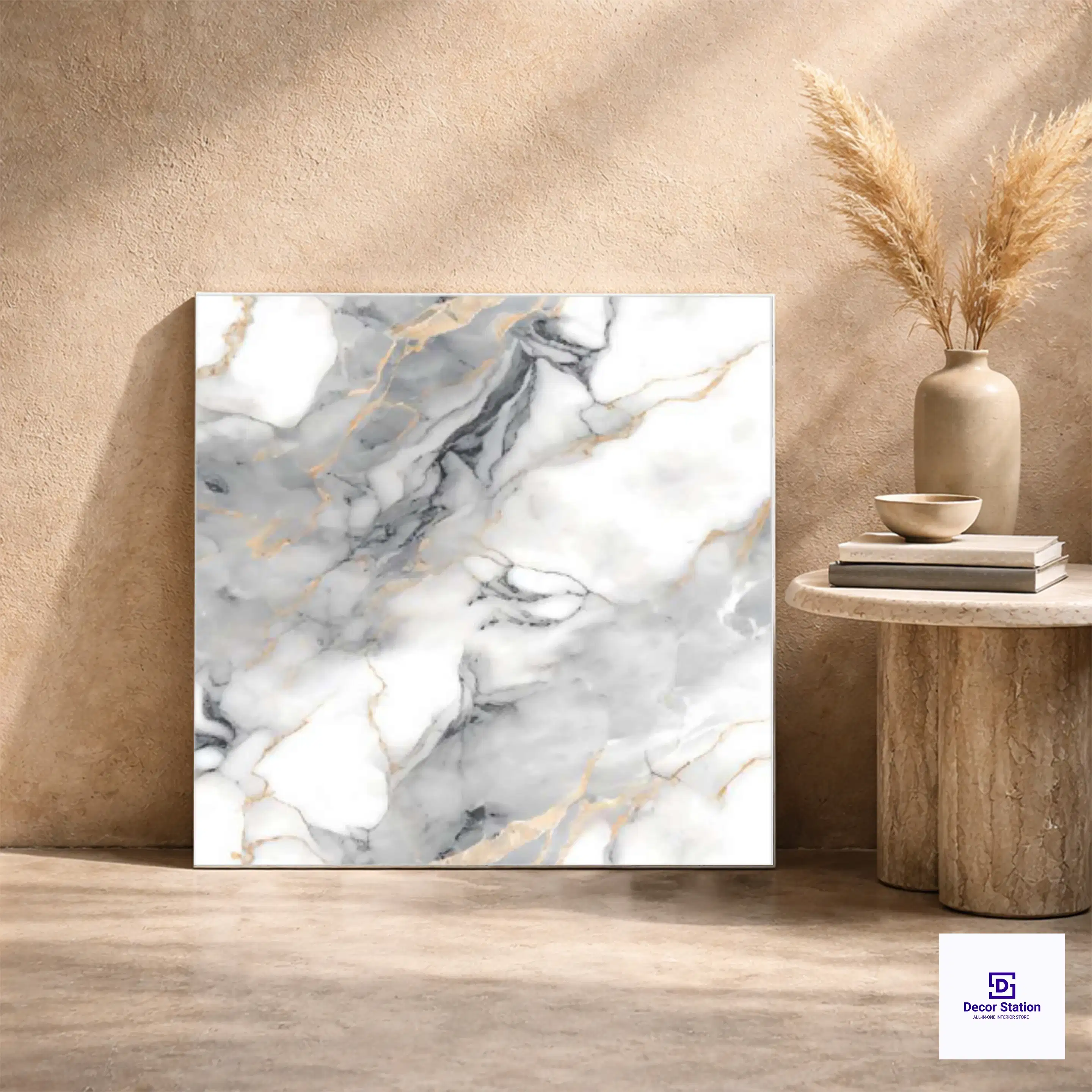 Ariston Grey Marble Look Carving 2x2 ft 8.5mm Tile | TL-53070-A-0