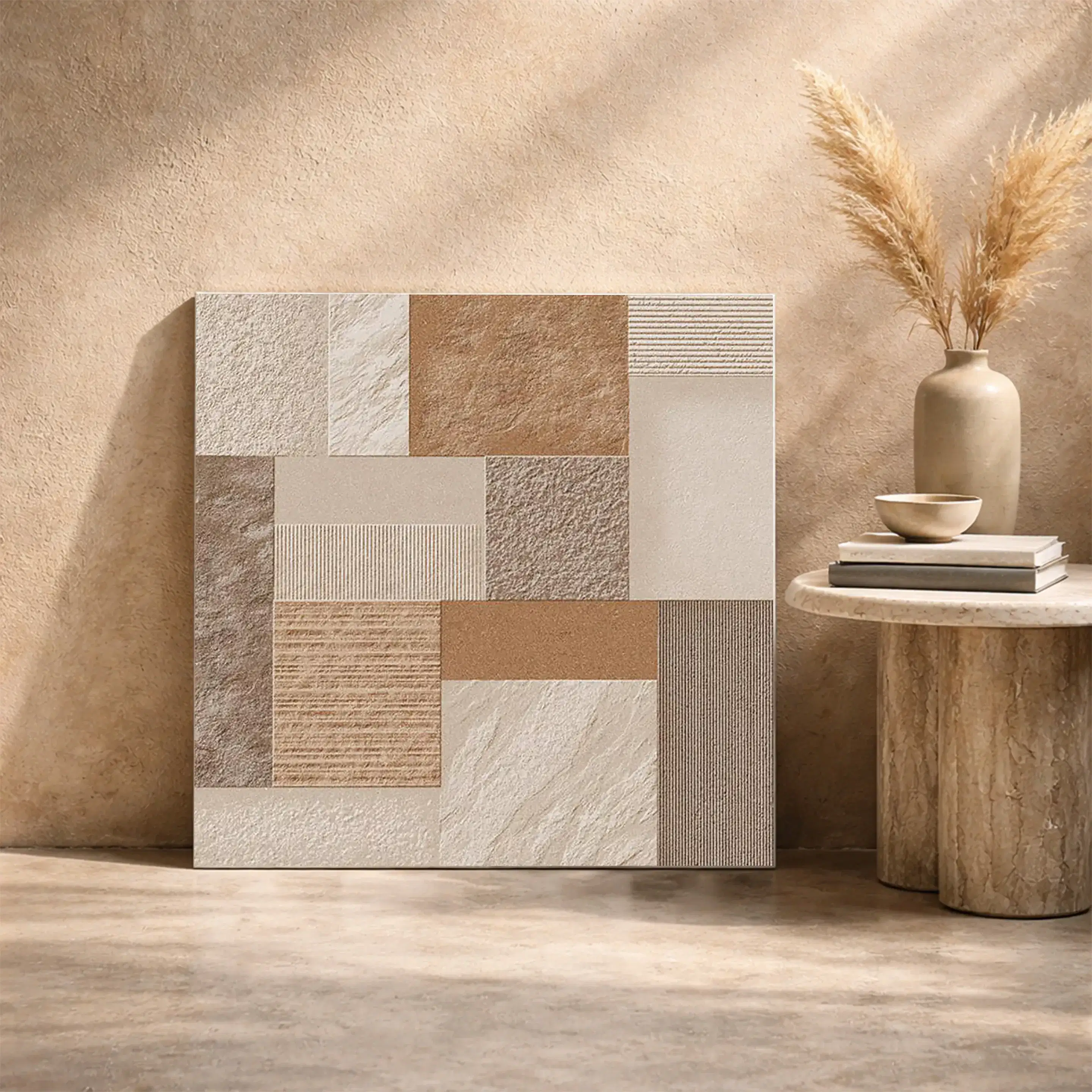 Fossil Stone 01 Rustic Stone Outdoor 1.6x1.6 ft 11mm Parking Tile | TL-53790-A-0