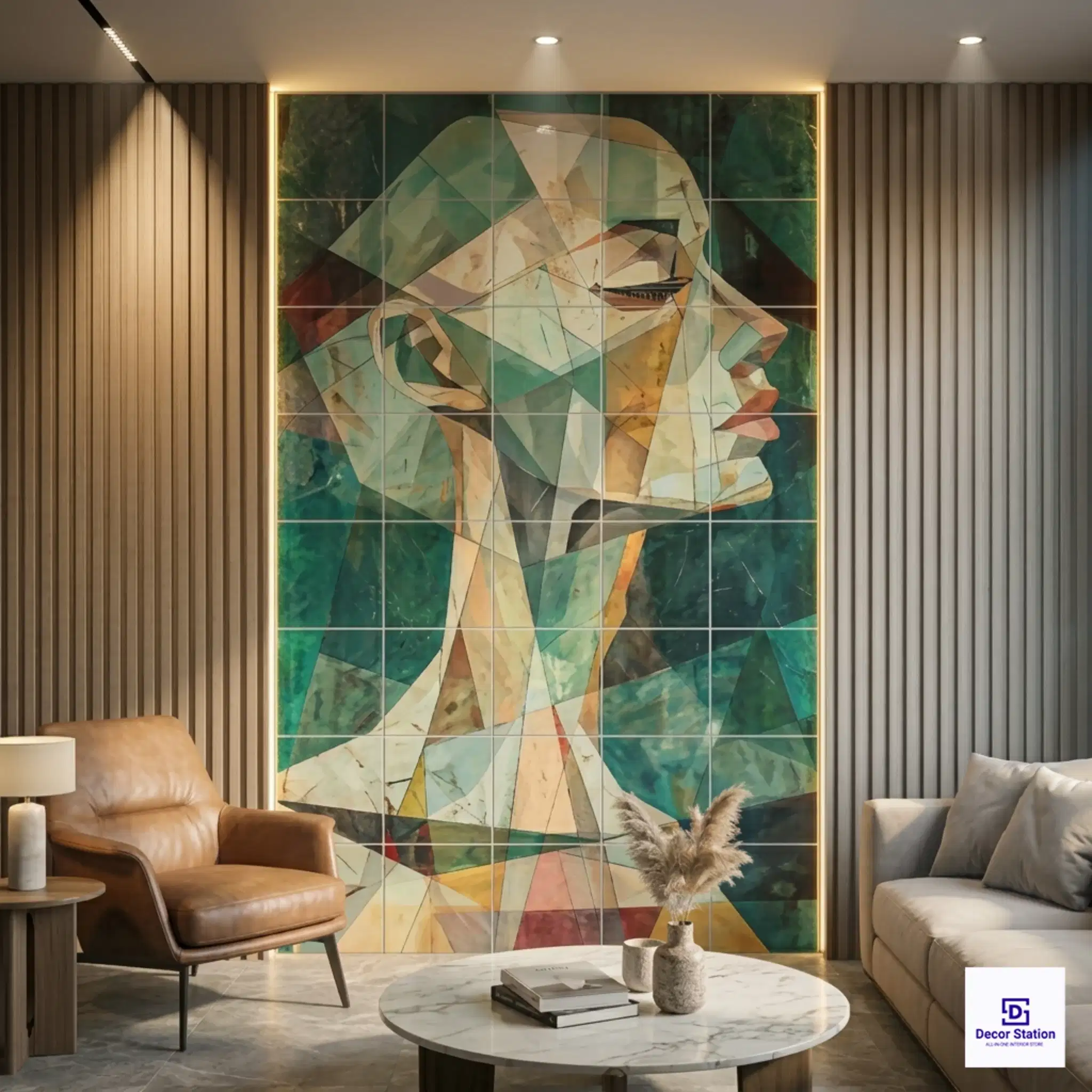 PIXEL-902 Abstract Cubist Face Digital Matt Wall 1x1 ft 9.5mm Tile | TL-53880-A-0