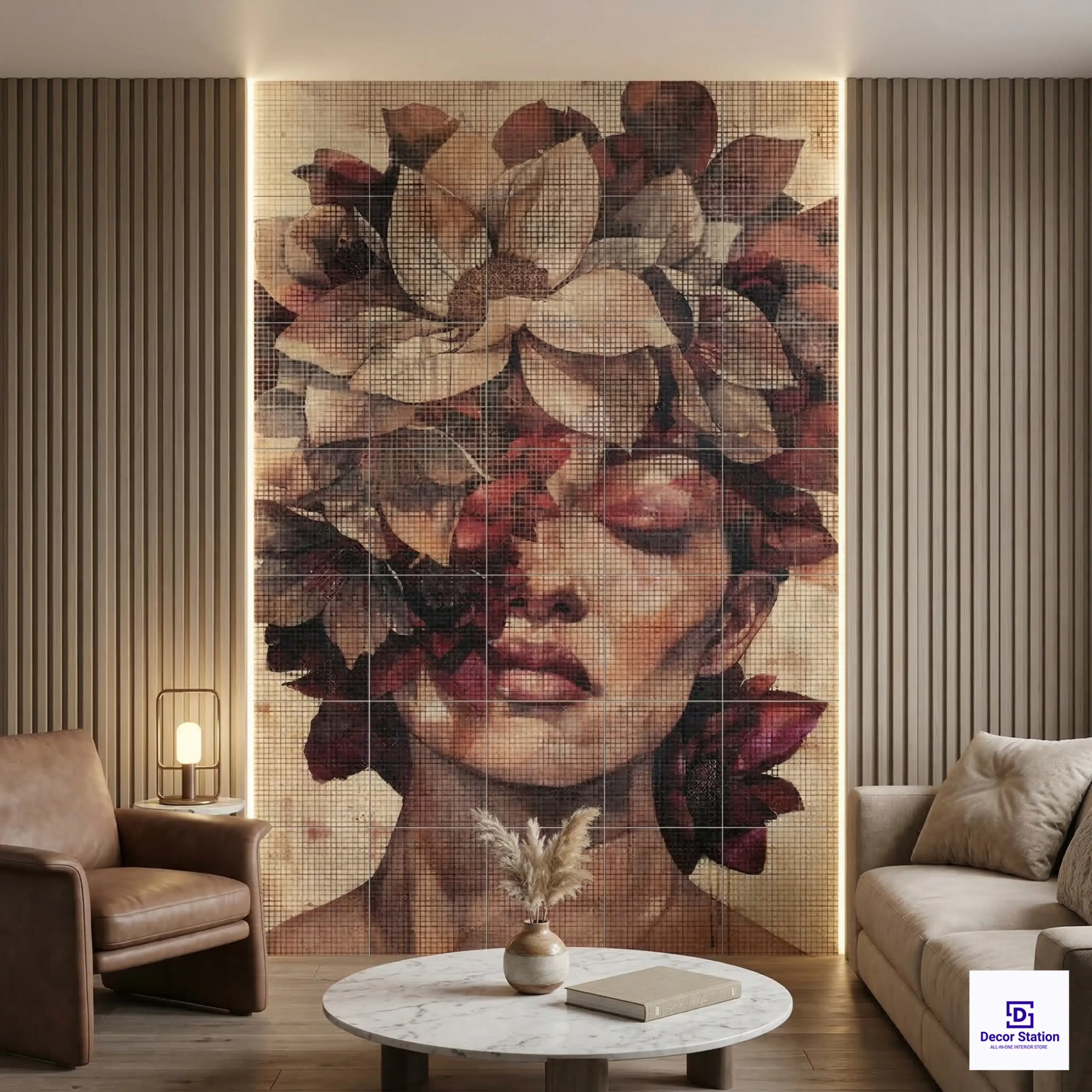 PIXEL-908 Magnolia Floral Portrait Digital Matt Wall 1x1 ft 9.5mm Tile | TL-53879-B-0