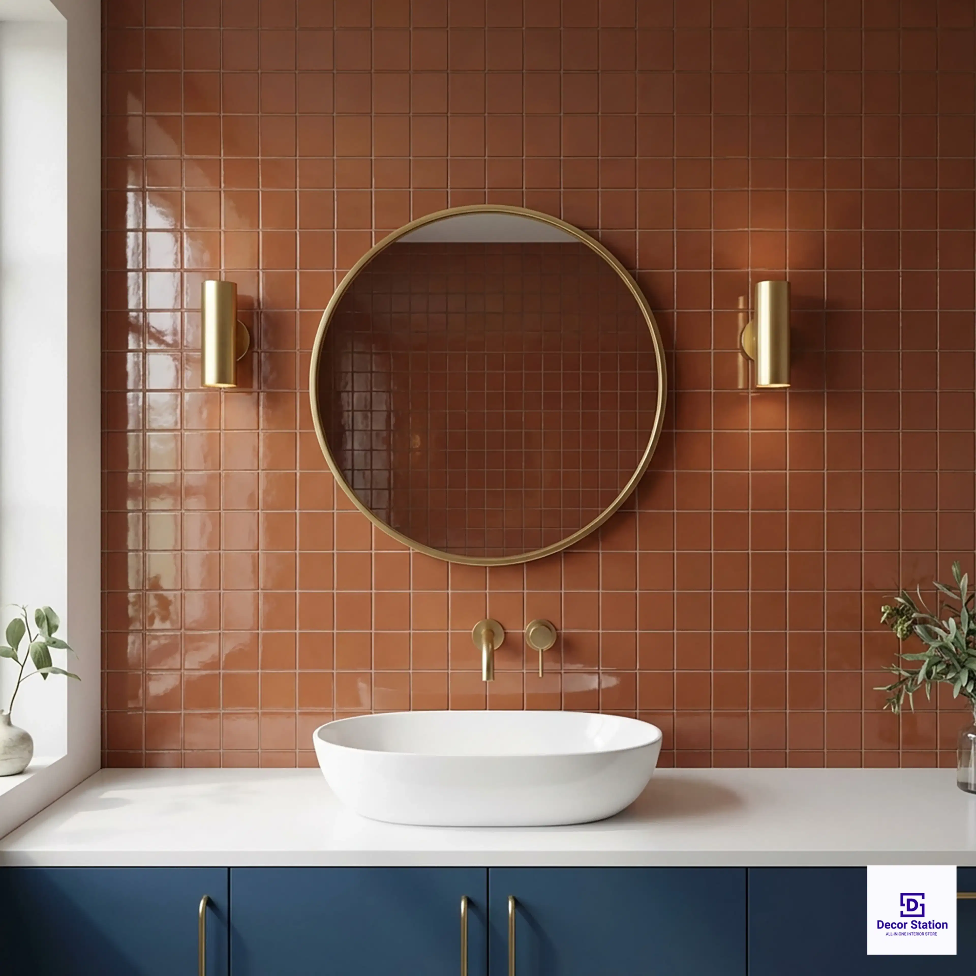 Square 75MM Terracotta Stone Look Matt 0.2x0.2 ft 10mm tile | TL-53927-A-0