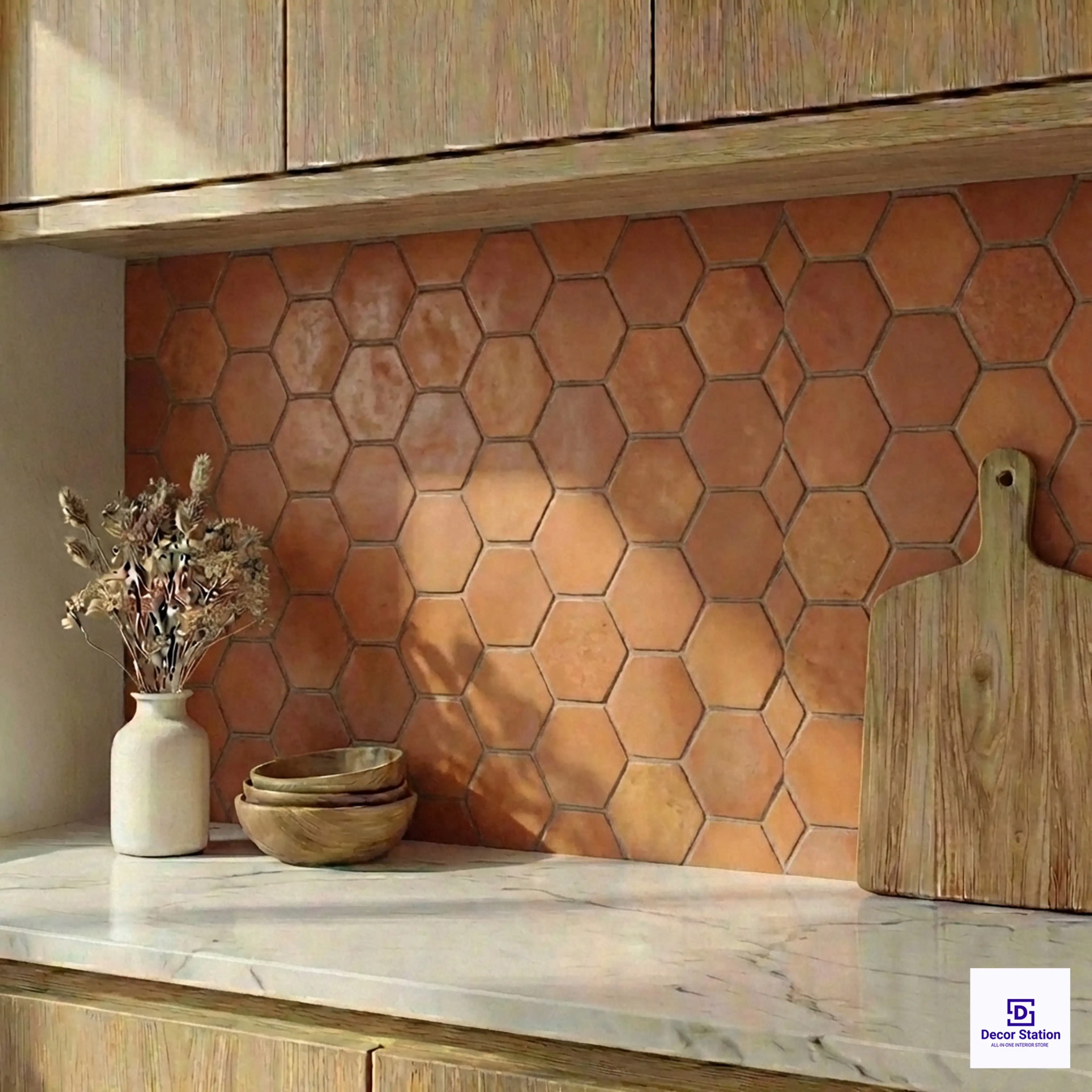 Hexagon Terracotta Stone Look Matt 0.2x0.3 ft 10mm tile | TL-53931-A-0