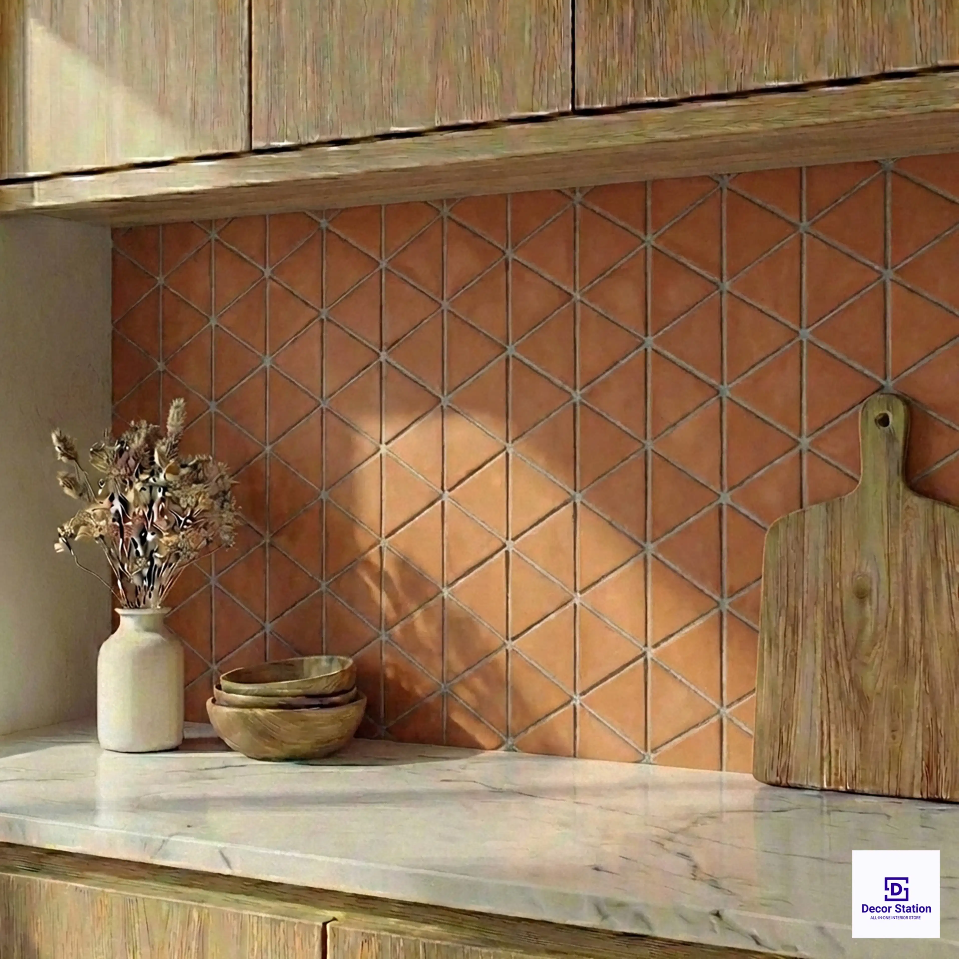 Triangle Terracotta Stone Look Matt 0.3x0.3 ft 10mm tile | TL-53933-A-0