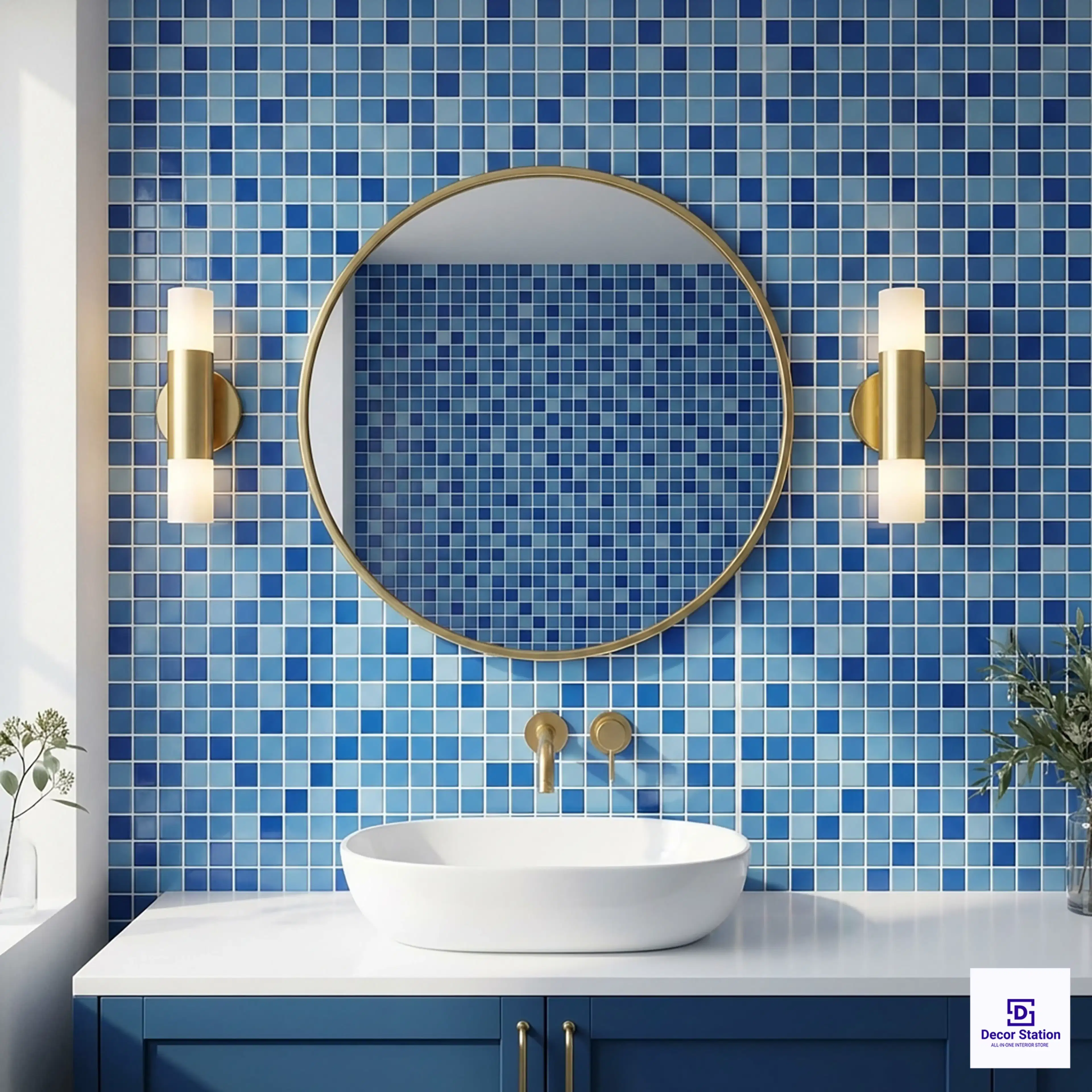 MMT-3000 Blue Mosaic Glossy Pool 1x1 ft 5mm tile | TL-53965-P-0