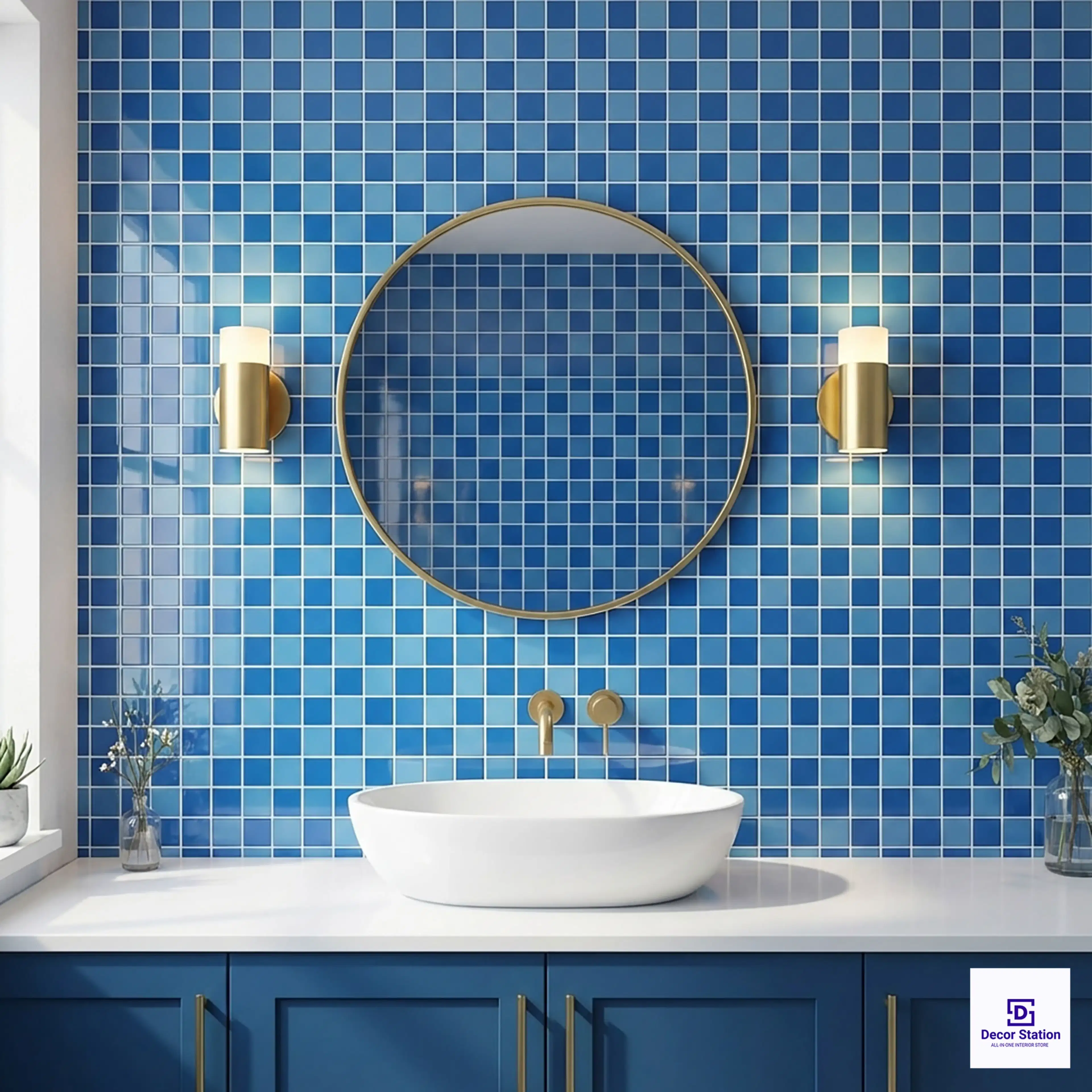 CMT-48-501 Blue Mosaic Glossy Pool 1x1 ft 4mm tile | TL-53981-B-0