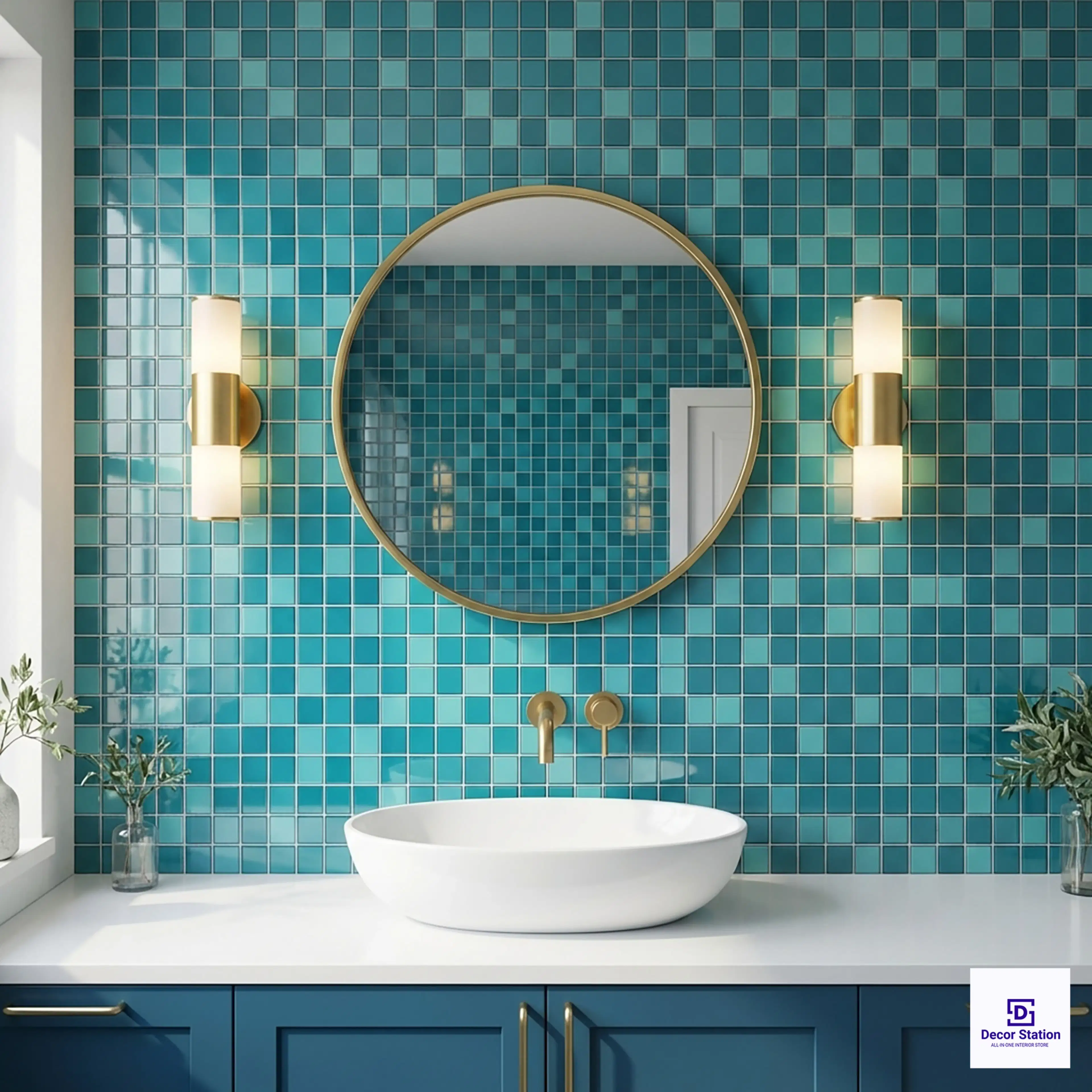 CMT-48-22033 Green Mosaic Glossy Pool 1x1 ft 4mm tile | TL-53981-F-0