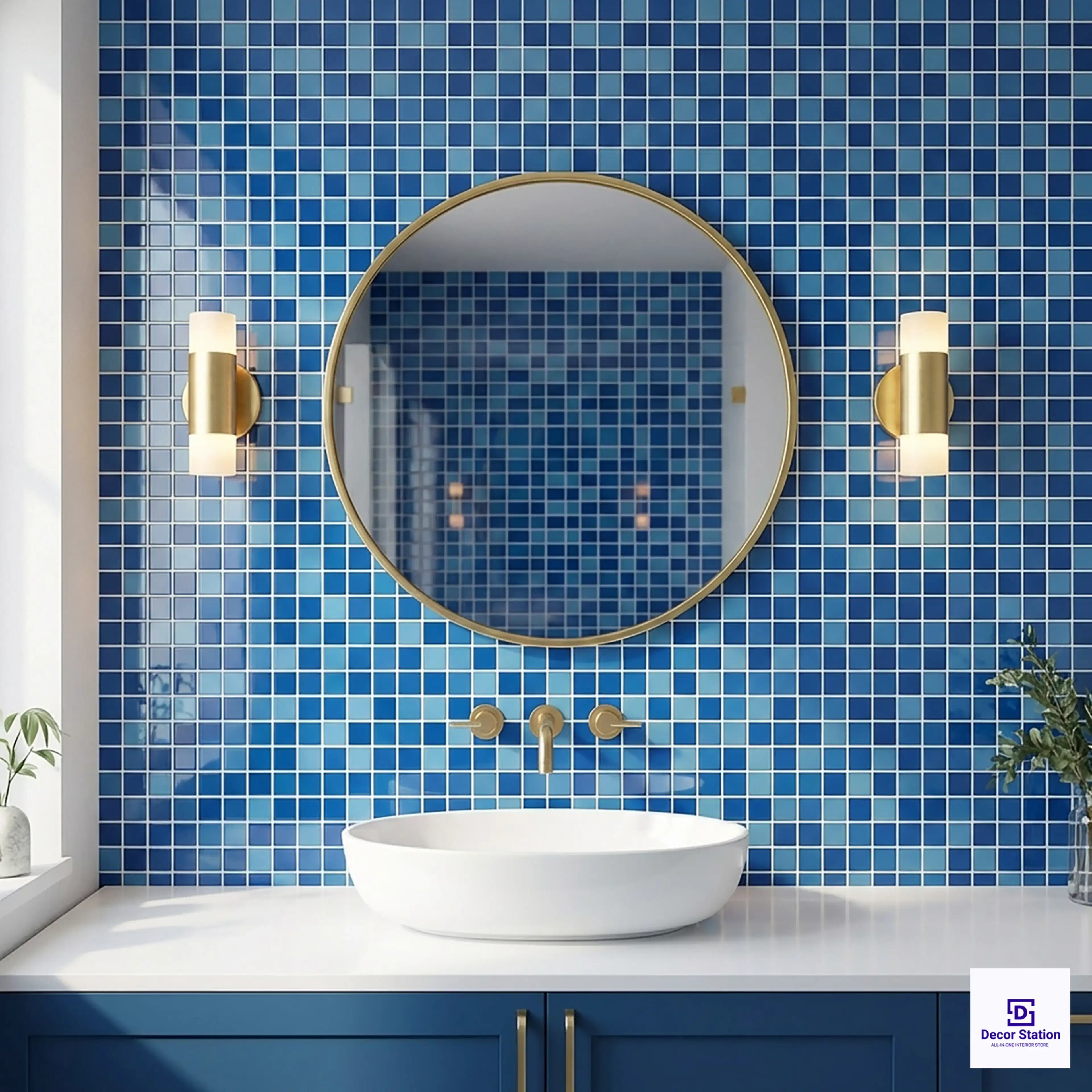 CMT 25 101 Blue Mosaic Glossy Pool 1x1 ft 4mm tile | TL-53981-G-0