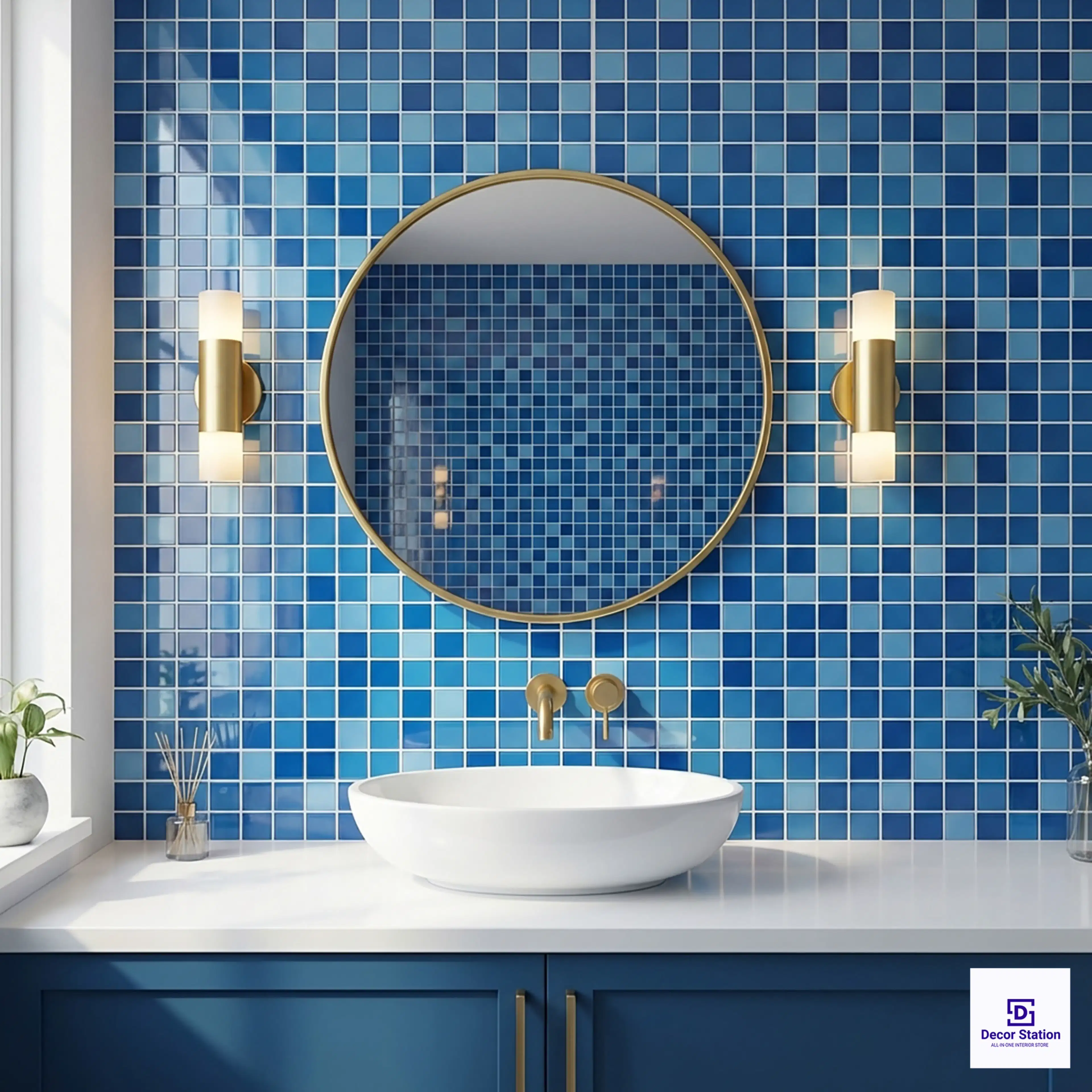 CMT 25 202 Blue Mosaic Glossy Pool 1x1 ft 4mm tile | TL-53981-J-0