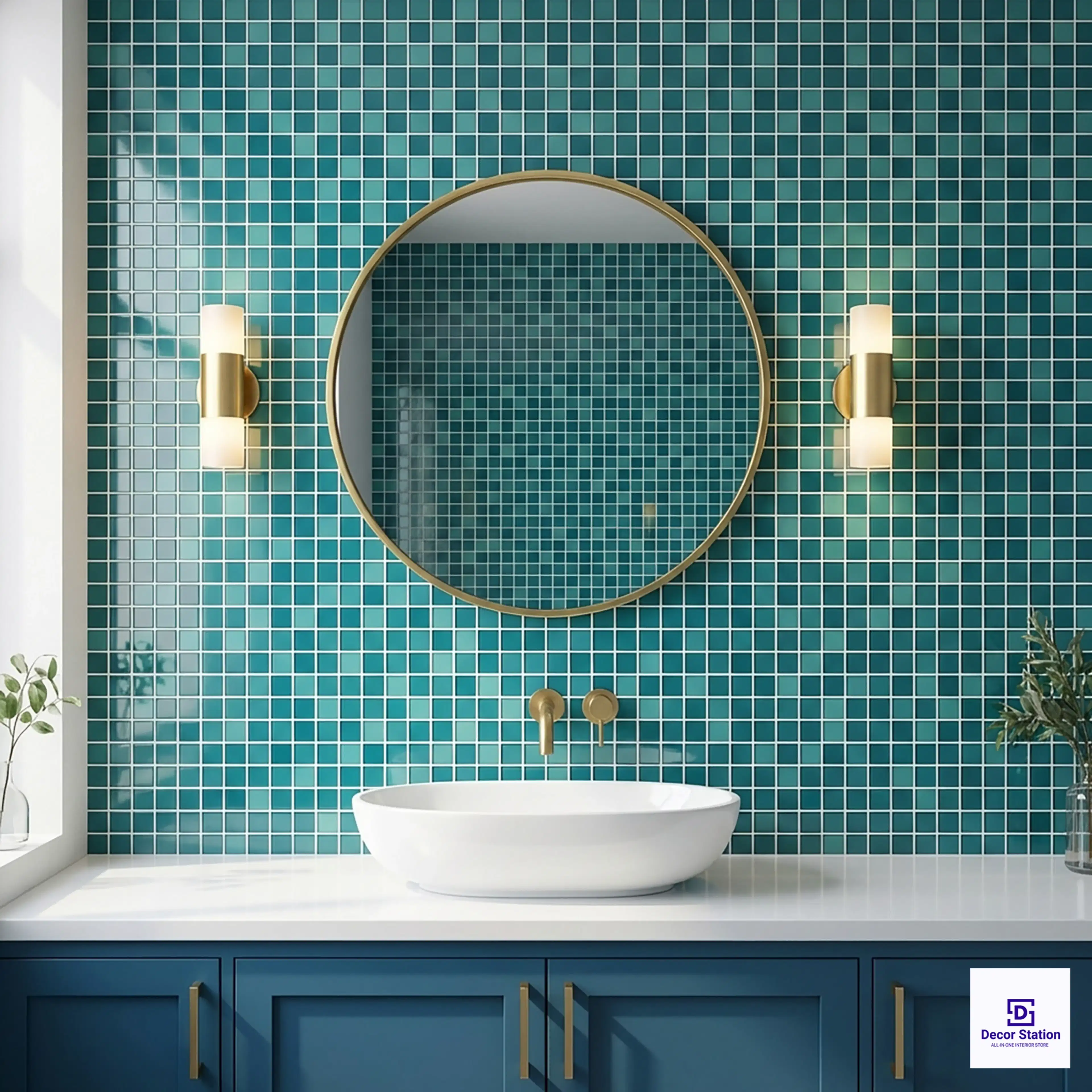 CMT 25 203 Green Mosaic Glossy Pool 1x1 ft 4mm tile | TL-53981-K-0