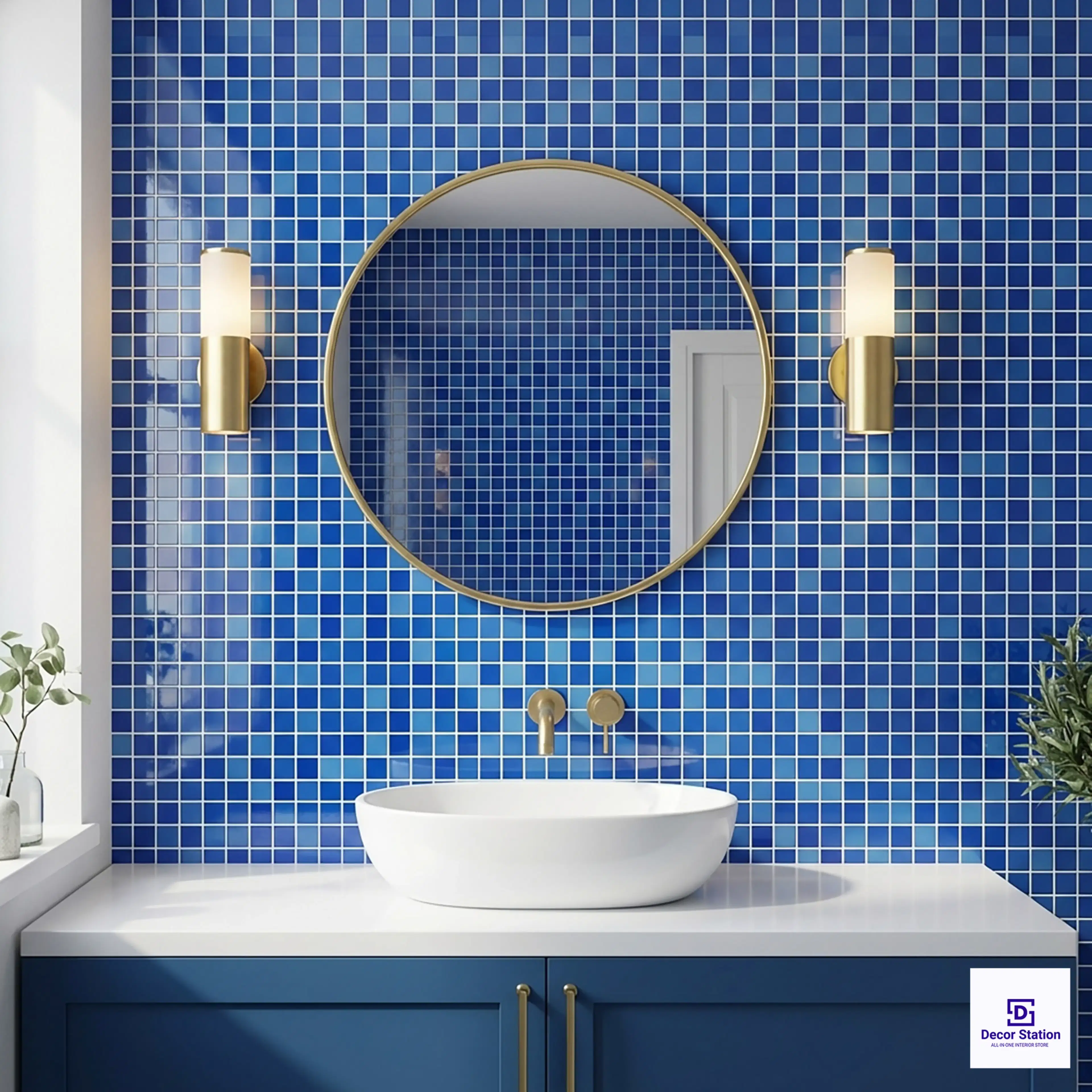 CMT 25 603 Blue Mosaic Glossy Pool 1x1 ft 4mm tile | TL-53981-L-0