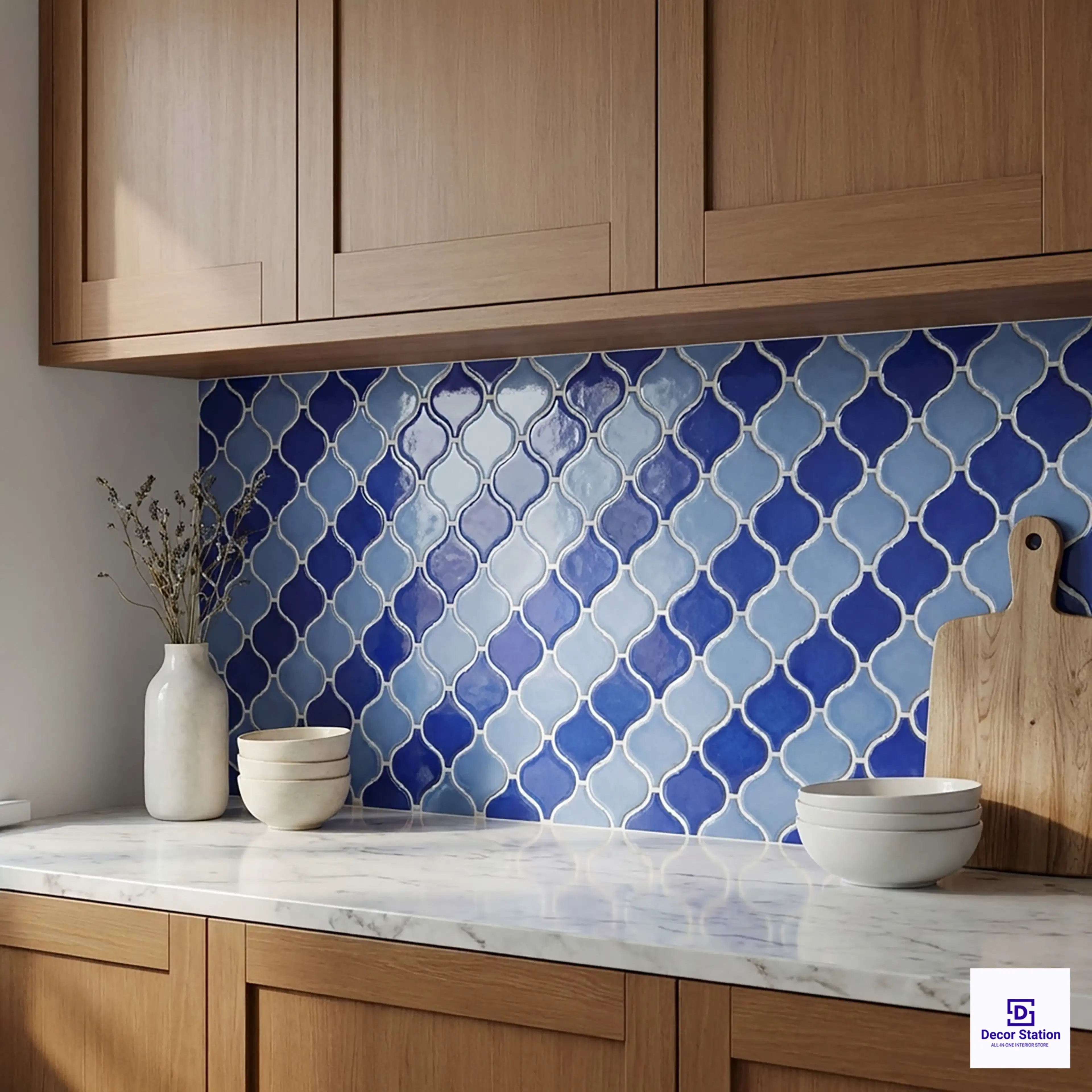 Porcelain Lantern 1 Blue Mosaic Glossy Pool 1.1x0.1 ft 2mm tile | TL-53996-A-0