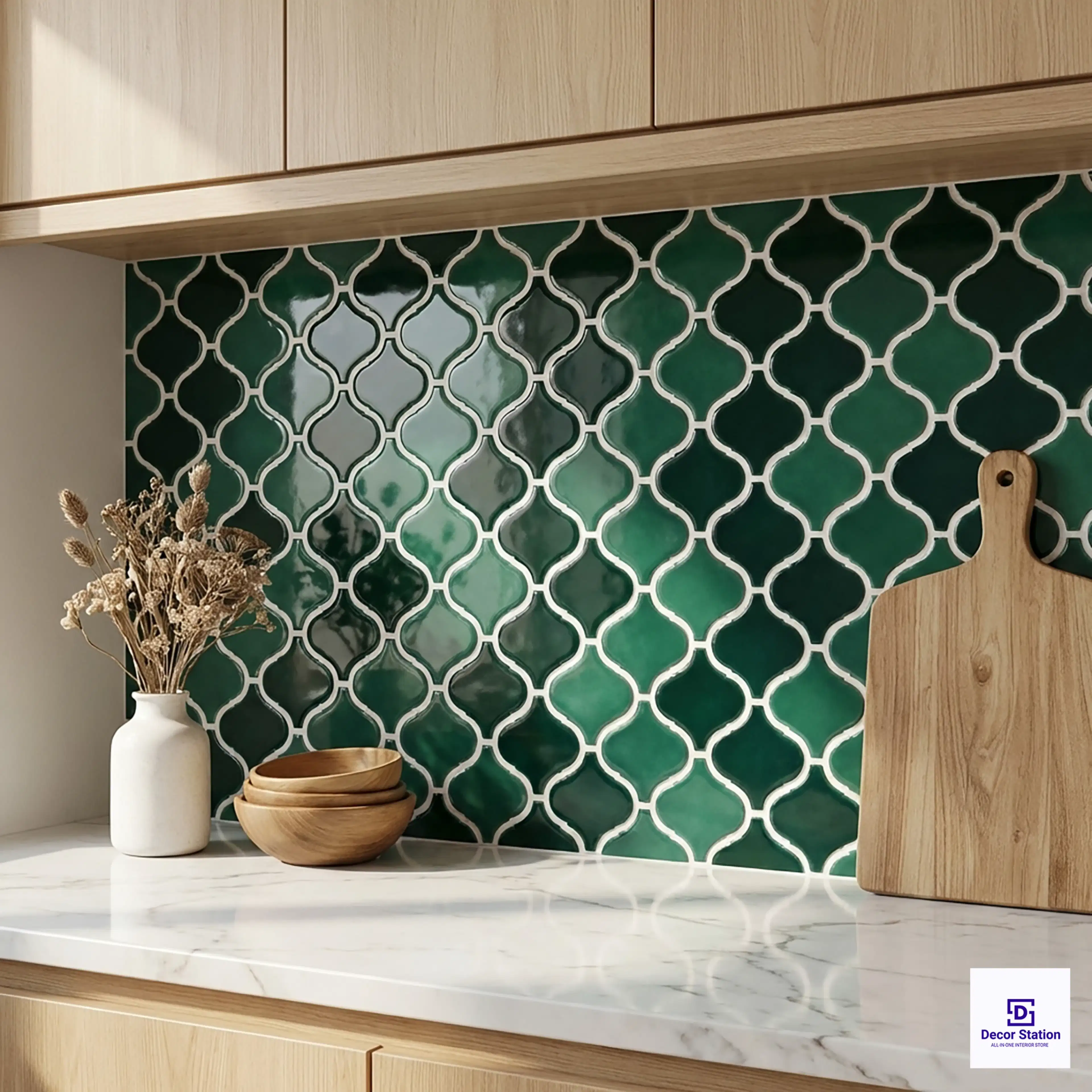 Porcelain Lantern 2 Green Mosaic Glossy Pool 1.1x0.1 ft 2mm tile | TL-53996-B-0