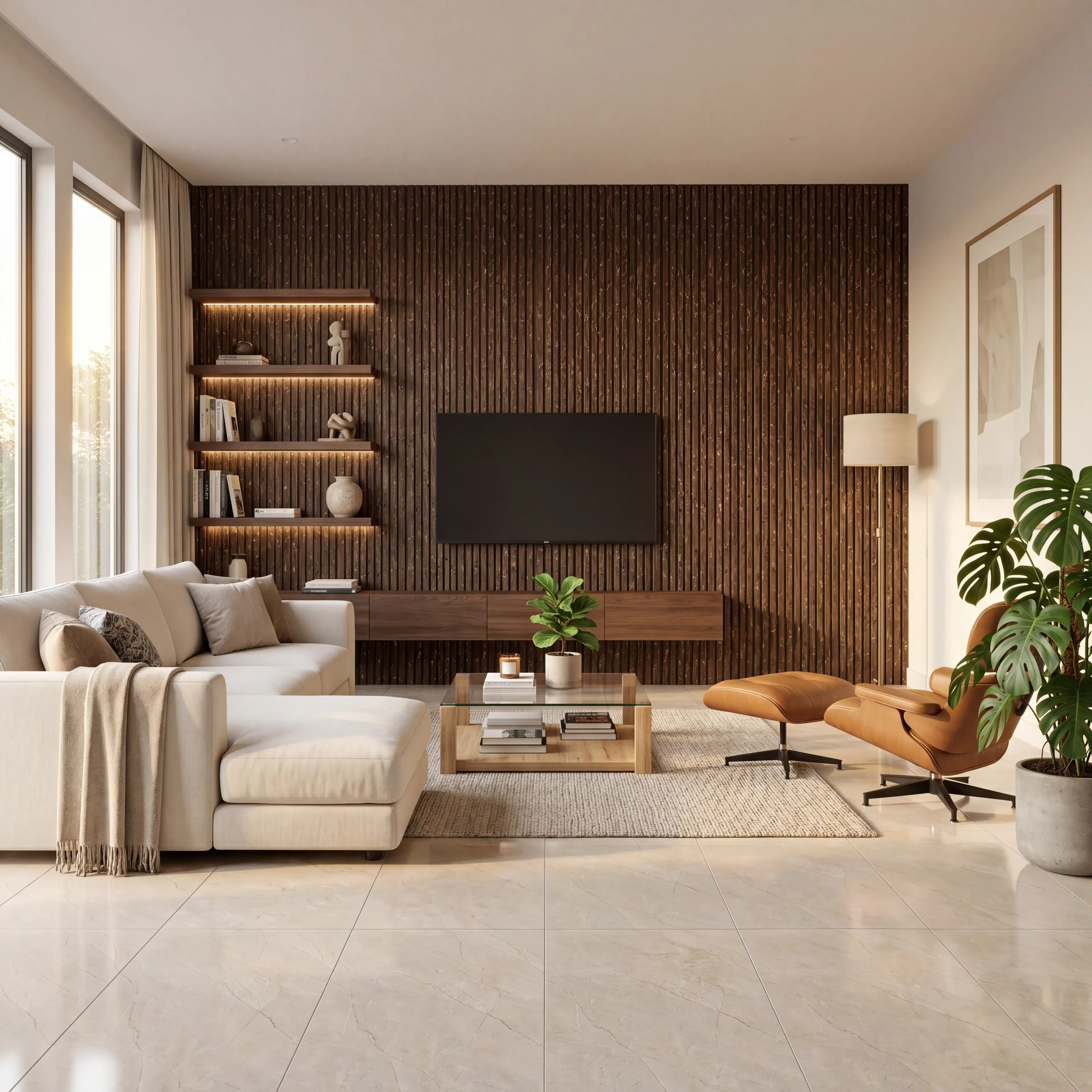 Modern Looking TV Cabinetry in Living Room