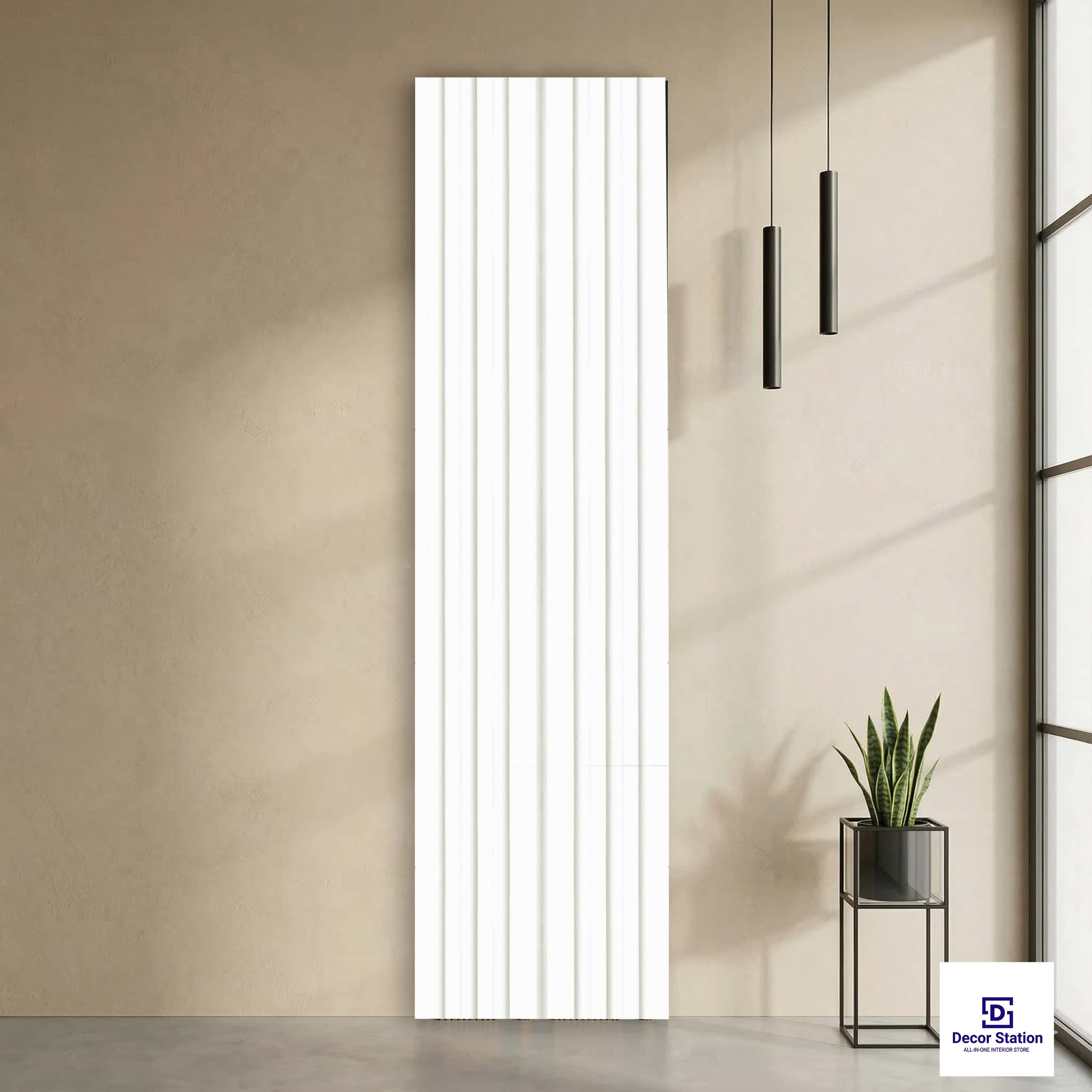 MN-169 White Fluted Matte 8x0.41 ft 11mm Wall Panel | PN-53172-A-0