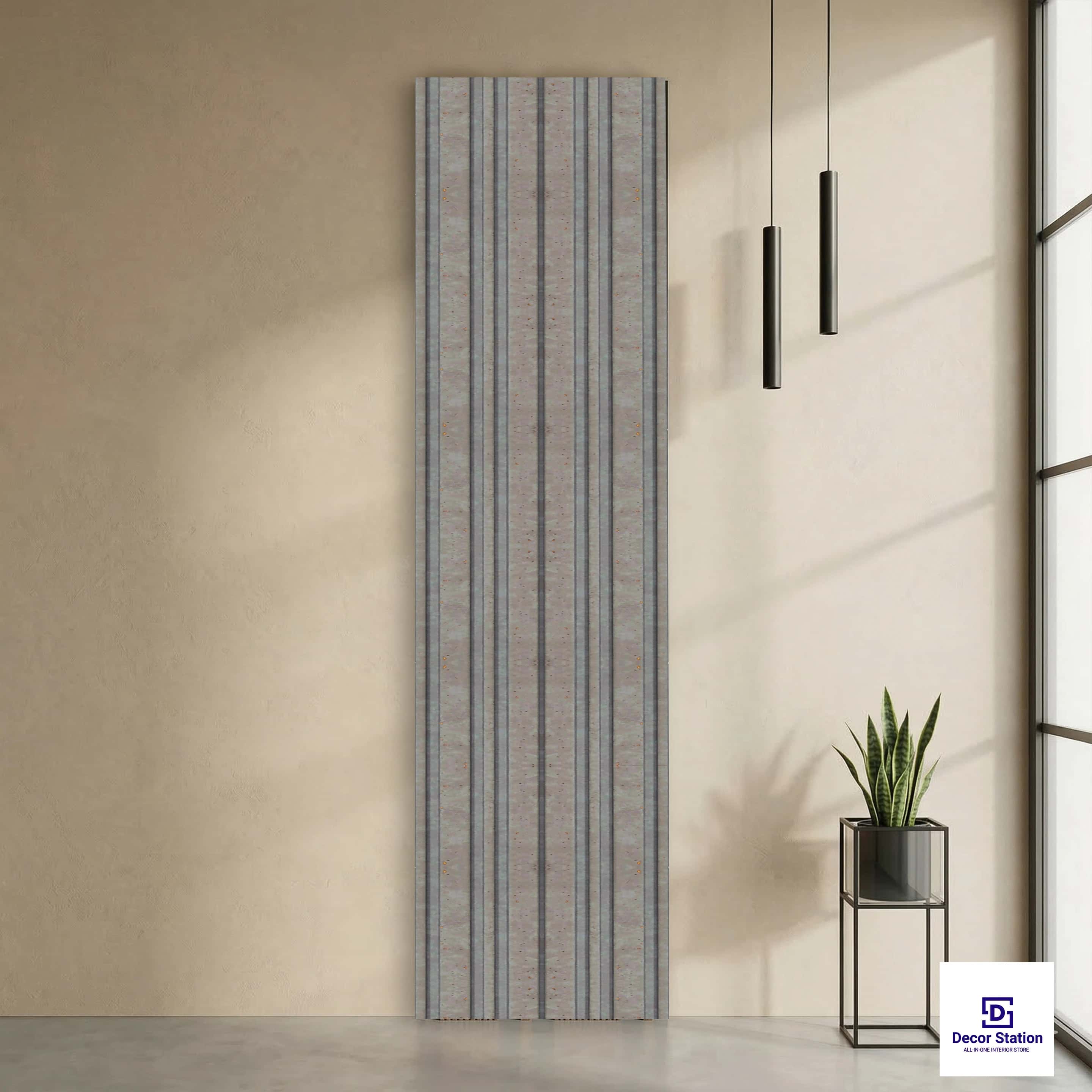 MN-179 Grey Beige Fluted Matte 8x0.41 ft 11mm Wall Panel | PN-53173-A-0