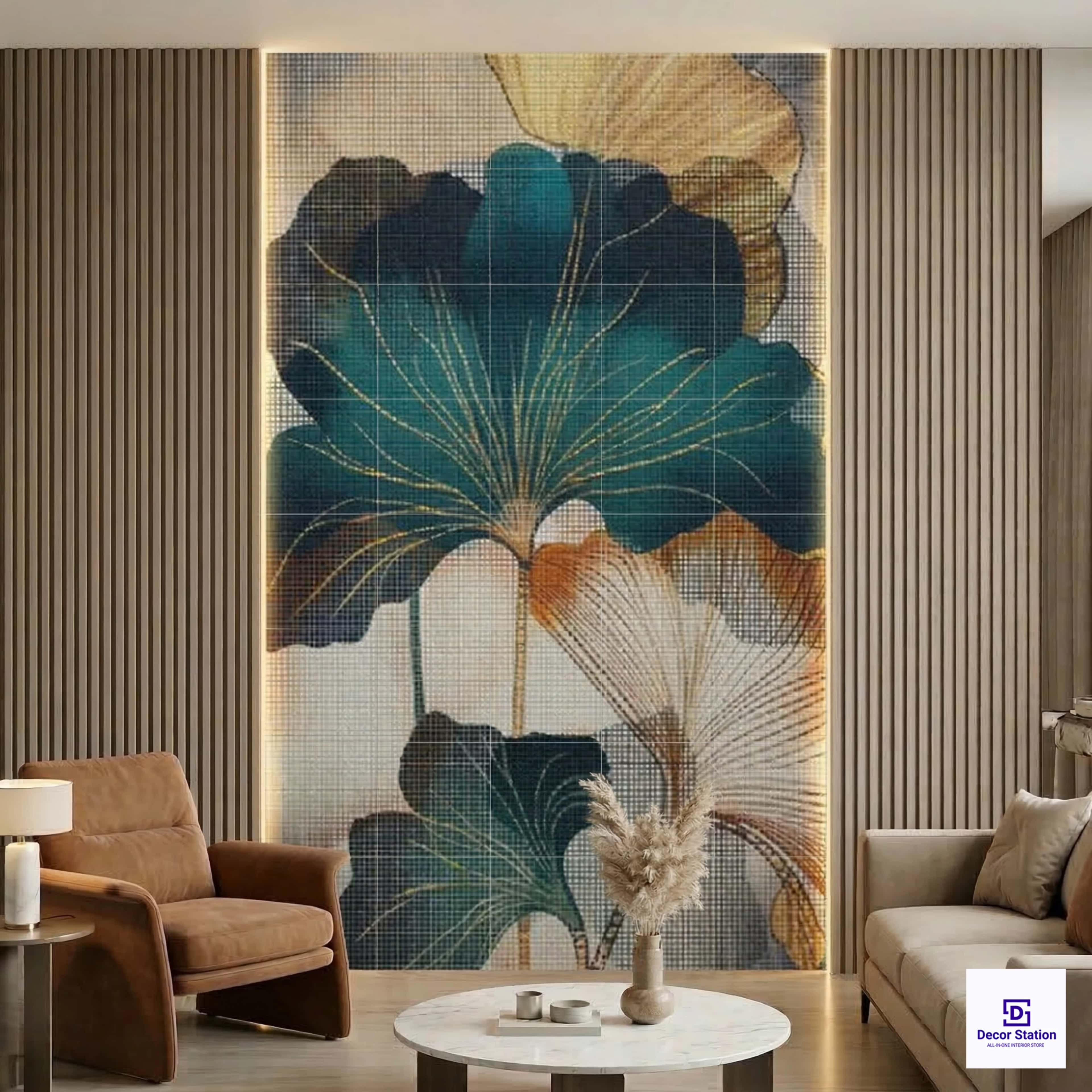 PIXEL-915 Ginkgo Leaf Botanical Digital Matt Wall 1x1 ft 9.5mm Tile | TL-53879-H-0