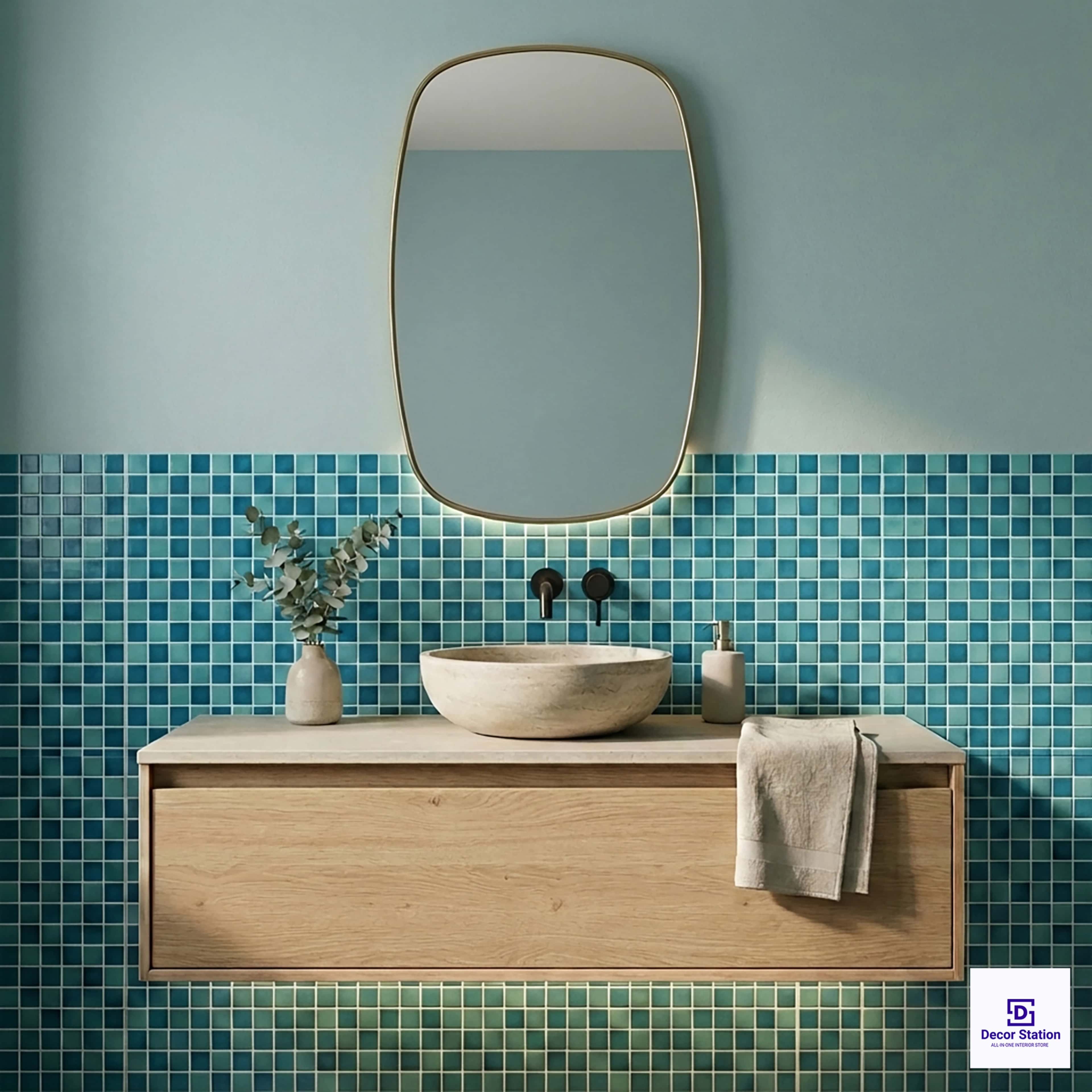 PMT-98-800 Light Blue Grid-Style Porcelain Mosaic 0.9x09 ft 8mm tile | TL-53945-D-0