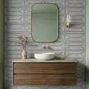 3D geometric Aura Grey Glossy Patterned 10mm tile featuring a raised diamond texture in a sleek, cool grey finish