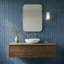 3D geometric Aura Ocean Glossy Patterned 10mm tile featuring a raised diamond texture in a deep navy blue finish.
