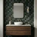 Black glue-finish patterned wall tile with mixed square texture design in a square format, shown as a single display piece