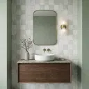 Haven Milky Glue Decor 1 glossy patterned tile creates a clean, elegant wall look with subtle textured squares, perfect for modern bathrooms and interiors