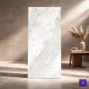 Lusso Crema Off-White Marble Look Glossy 9mm tile featuring a sophisticated light cream surface with delicate, multi-toned marble veining and a polished, high-shine finish