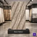 Caster Cafe marble look high gloss tile with rich brown waves, perfect for elegant walls and floors