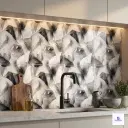 abstract marble look ceramic wall tile with dark grey and white geometric stone pattern for modern kitchen backsplash and interior walls