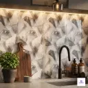 Glossy white and grey marble abstract pattern decorative wall tile panel for modern interior walls.”