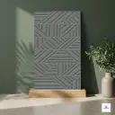 Full body matt vitrified tile with a bold linear geometric pattern and textured grey finish, perfect for creating striking feature walls and adding a contemporary architectural touch to modern interiors
