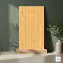 Full body matt vitrified tile featuring a contemporary multi-texture panel design in a warm ocra yellow tone, perfect for creating vibrant and stylish accent walls while offering excellent durability, easy maintenance, and long-lasting performance