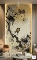 PIXEL-903 Japanese Ink Bird And Floral Digital Matt Wall 1x1 ft 9.5mm Tile | TL-53881-A | application image