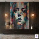 PIXEL-914 Abstract Expressionist Face Digital Matt Wall 1x1 ft 9.5mm Tile | TL-53884-B | application image