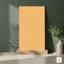 Full body matt vitrified tile featuring a subtle geometric triangular pattern in a warm ocra yellow tone, designed to add a vibrant and contemporary accent to interior walls while offering durability, easy maintenance, and long-lasting performance