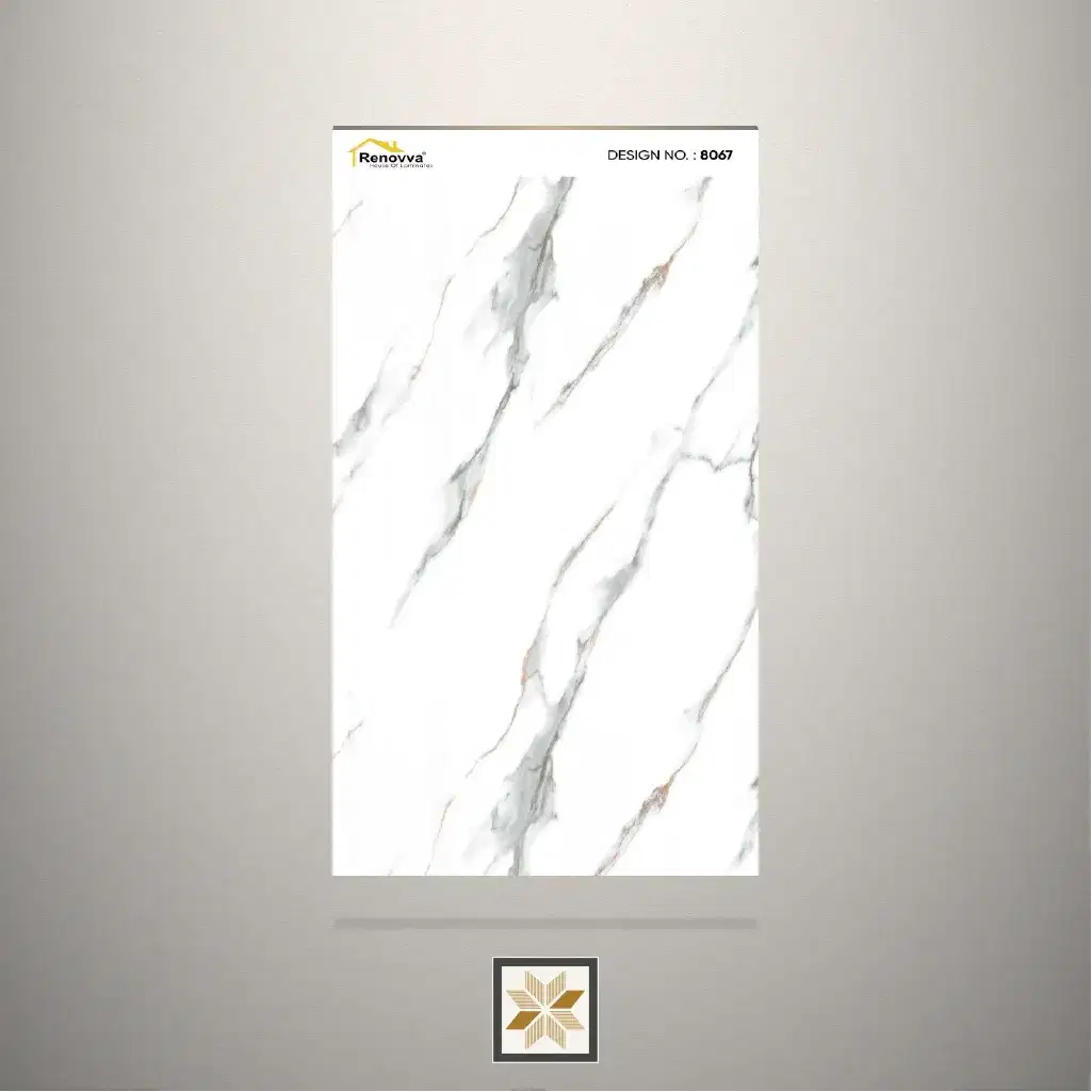 Textured Staturio Marble White Laminate (8x4 feet,1 mm): LM-18767-0