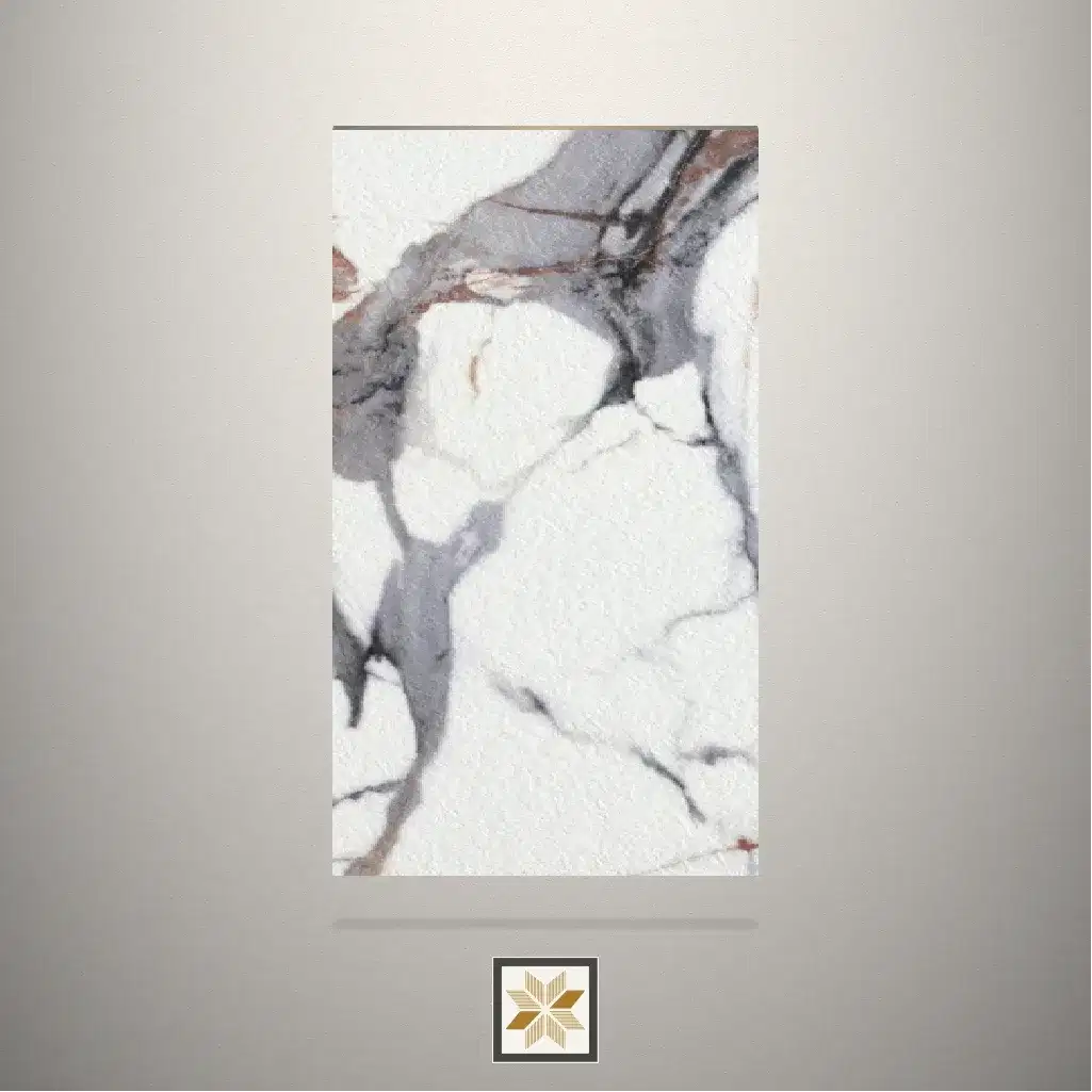 High Gloss Cookie Calacatta Marble White Laminate (8x4 feet,1 mm): LM-19089-0