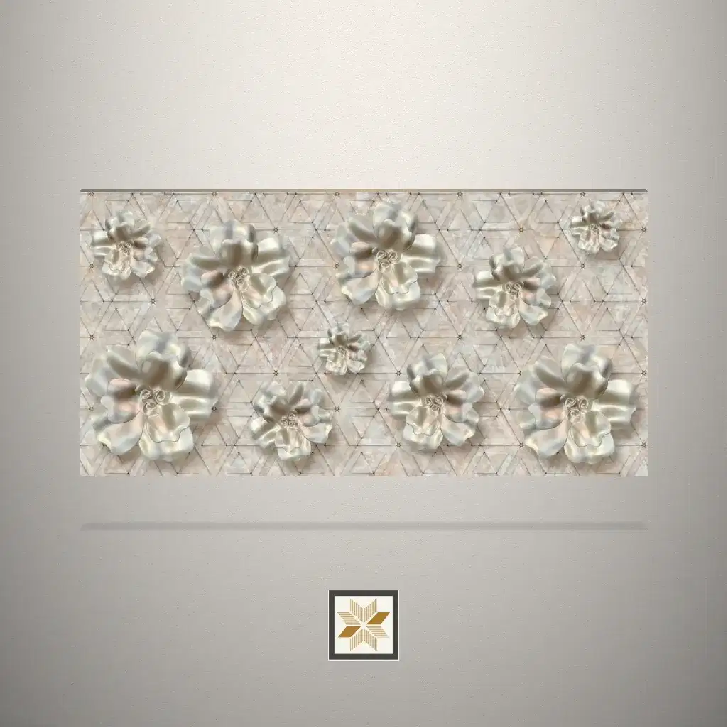 High Gloss Golden Flowers Digital Printed Multi Colour Laminate (8x4 feet,1 mm): LM-19406-0