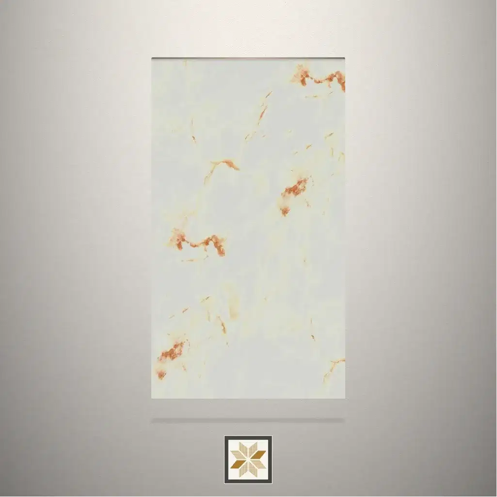 Gloss Sandaria Marble Beige Laminate (8x4 feet,0.8 mm): LM-19784-0