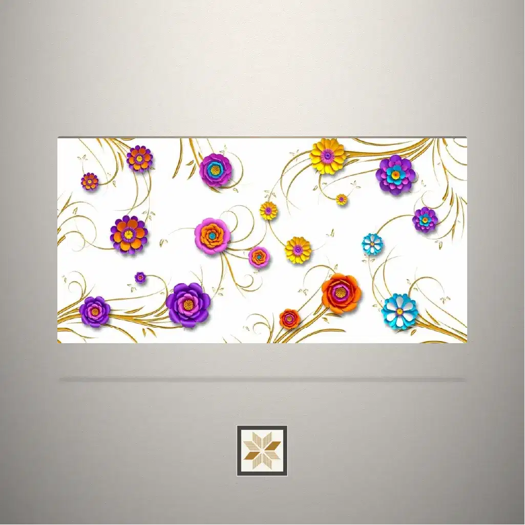 High Gloss Shiny Flowers Digital Printed Multi Colour Laminate (8x4 feet,1 mm): LM-19913-0