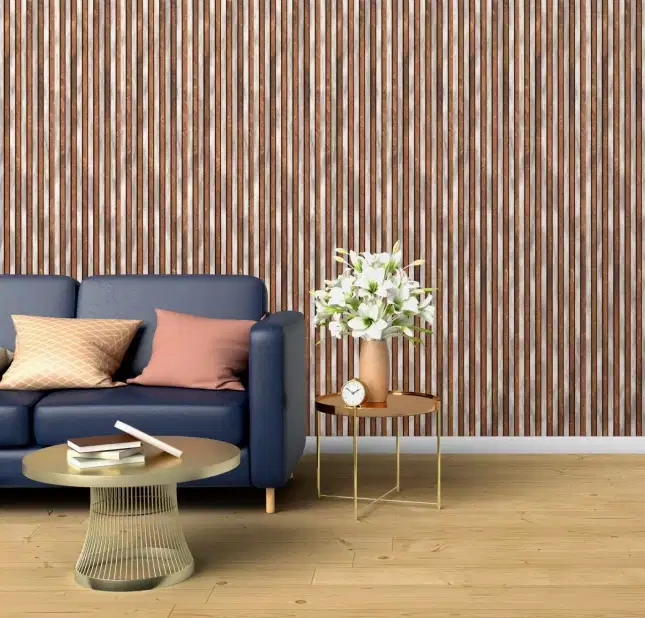 8x0.33 feet | 11 mm Brown Stone louvers (suitable for Bedroom, Feature Wall, Living Room, Office) | LV-20968-0