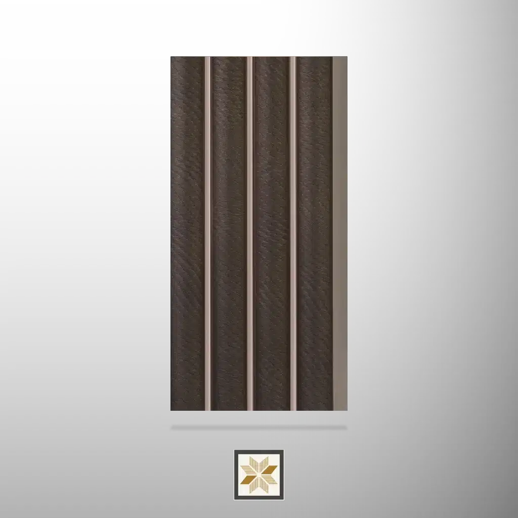 8x0.42 feet | 11 mm Brown Leather louvers (suitable for Bedroom, Feature Wall, Living Room, Office) | LV-21070-0