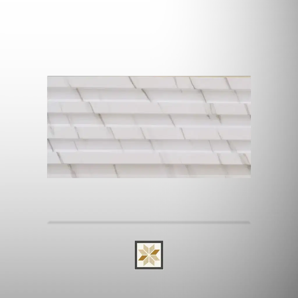 9.5x0.5 feet | 23 mm White Marble louvers (suitable for Bedroom, Feature Wall, Kitchen, Living Room, Office) | LV-21829-0