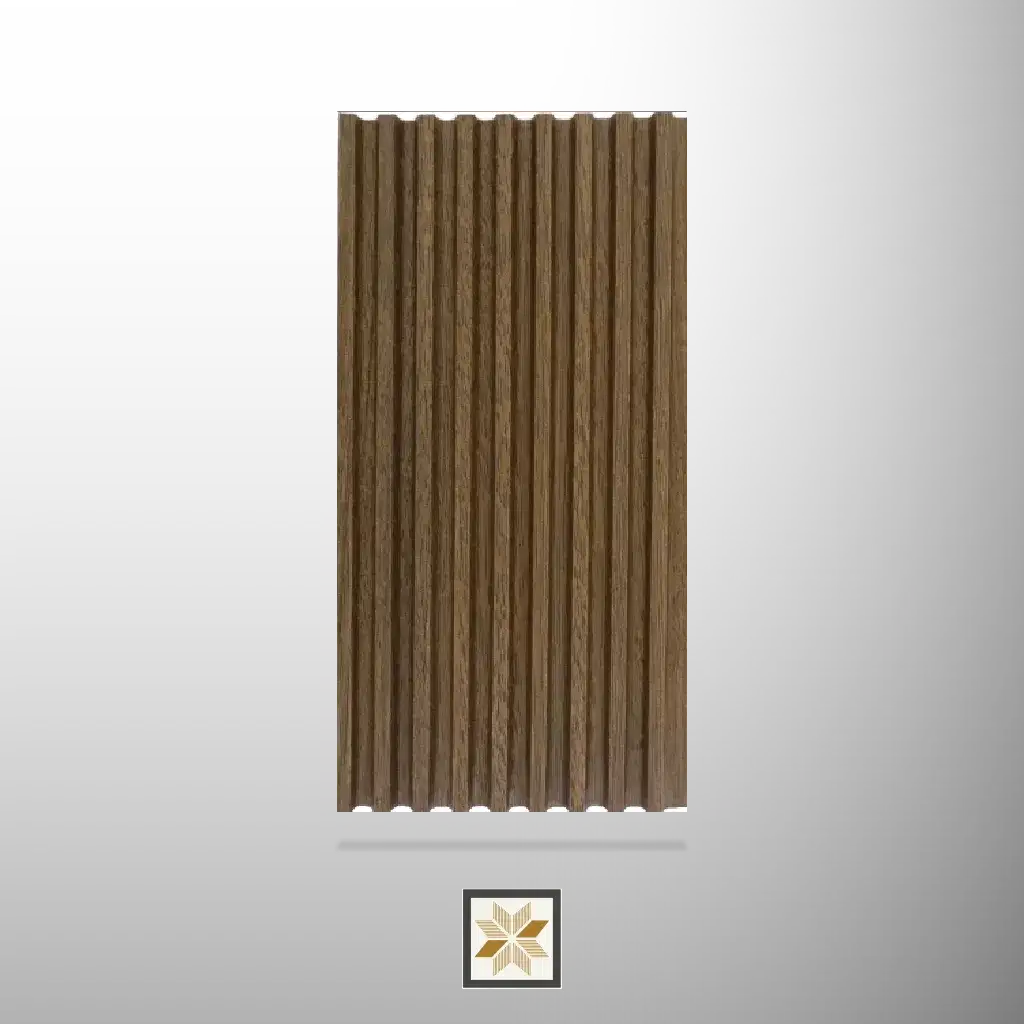 9.5x0.41 feet | 12 mm Dark Teak Wood louvers (suitable for Bedroom, Feature Wall, Kitchen, Living Room, Office) | LV-21873-F-0