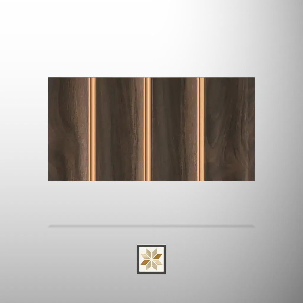 8x0.41 feet | 12 mm Brown Wood louvers (suitable for Bedroom, Hotel, Kitchen, Living Room, Office, Restaurant, TV Unit, Wardrobe) | LV-21882-0