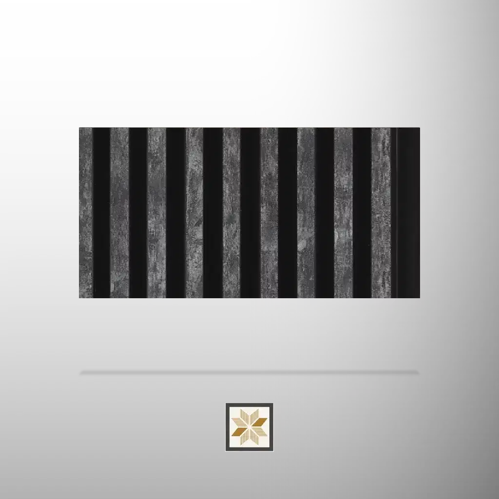 8x0.41 feet | 12 mm Black Patterned louvers (suitable for Bedroom, Hotel, Kitchen, Living Room, Office, Restaurant, TV Unit, Wardrobe) | LV-21901-0